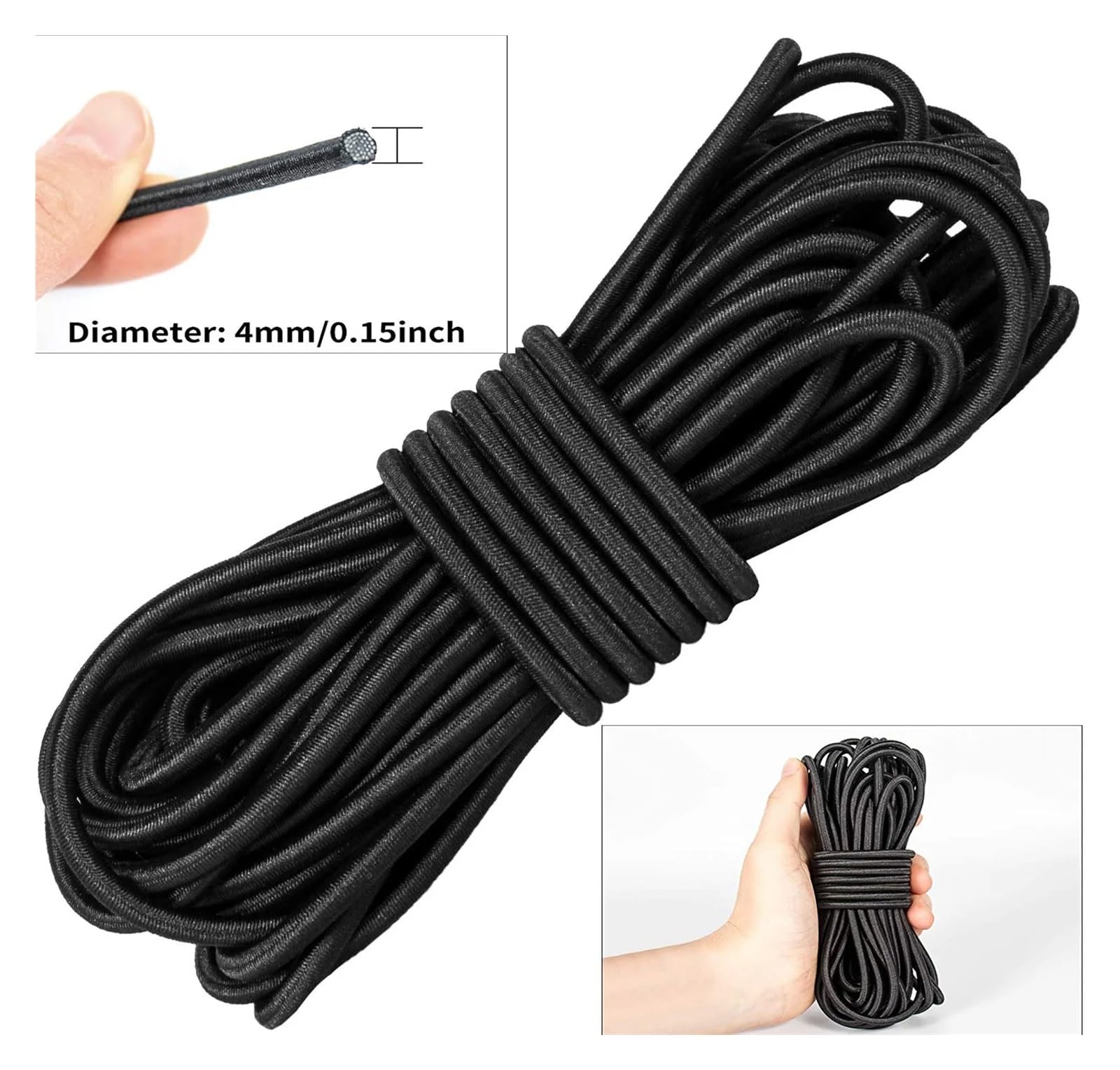 1/2/3/4/5MM mocna elastyczna lina biały/czarny wysokiej jakości elastyczna lina gumka szycie odzieży Craft dla majsterkowiczów akcesoria krawieckie(Black,5mm 10meters)