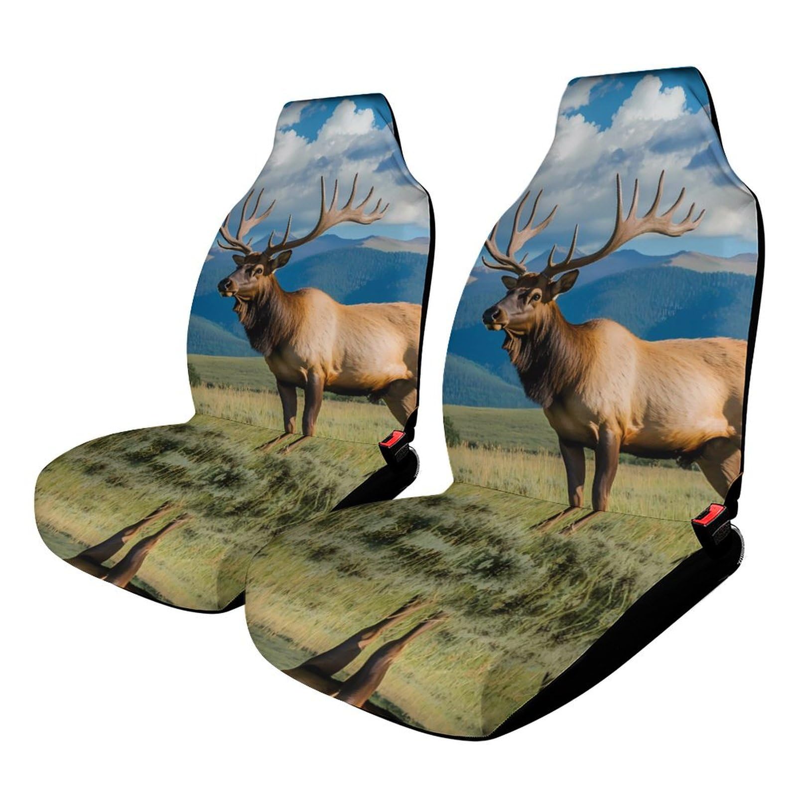 Buckk Deer Car Seat Covers Universal Car Front Seats Protector Auto Interior Accessories 2PCS