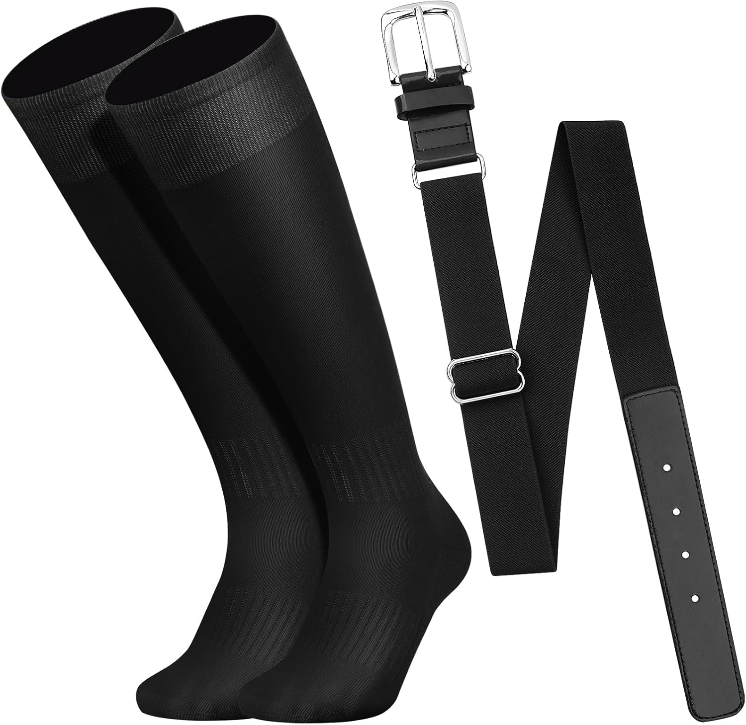 Baseball Socks and Belt Combo Set for Youth Boys Girls Adult, Softball Tball Belt Socks with Elastic Belts