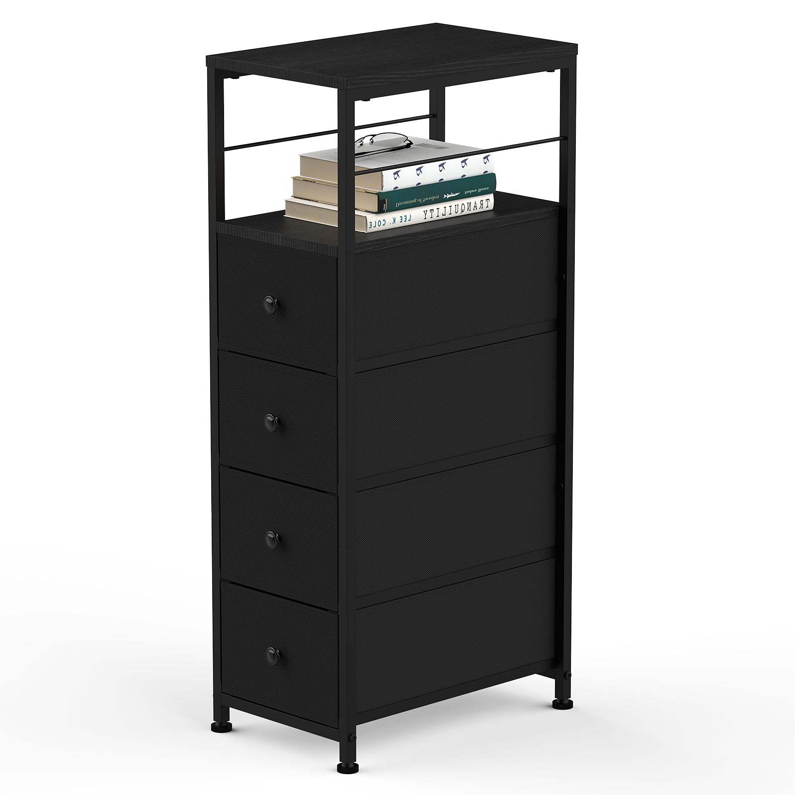 【カデル】cadeal 4drawer chest CADUKE Slim Chest of Drawers with 4 Fabric Drawers, Vertical