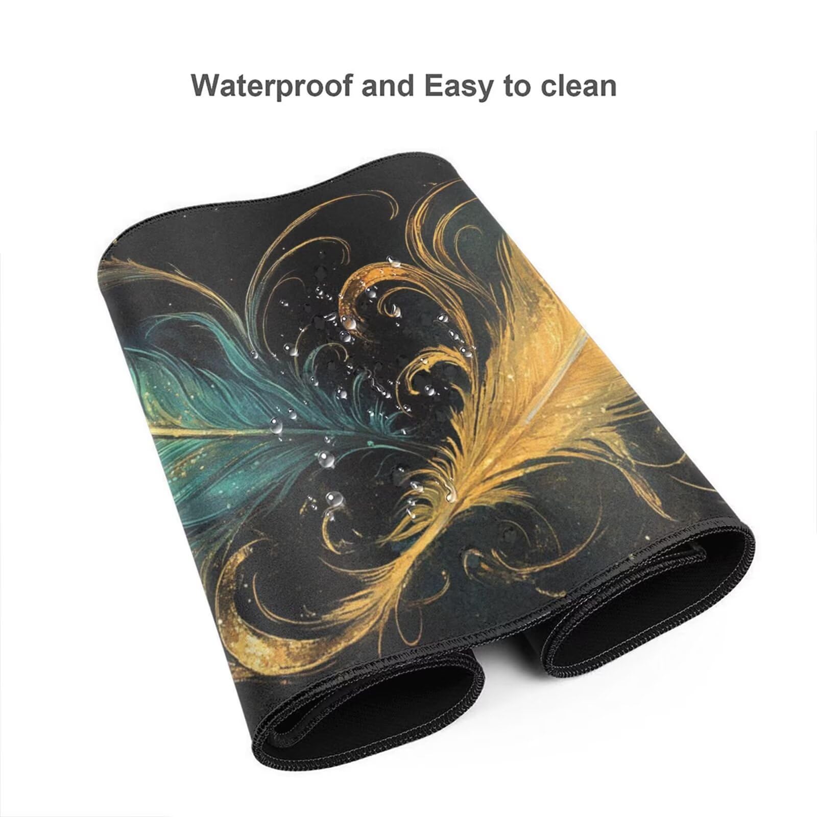 Alfombrilla Ratón Pluma Alfombrilla Ratón XXL 1600 x 800 mm, Abstracto Mouse Pad Gaming con Bordes Cosidos, Impermeable Mousepad XXL Base de Goma Antideslizante Duradera, Mouse Pad para Oficina Q646