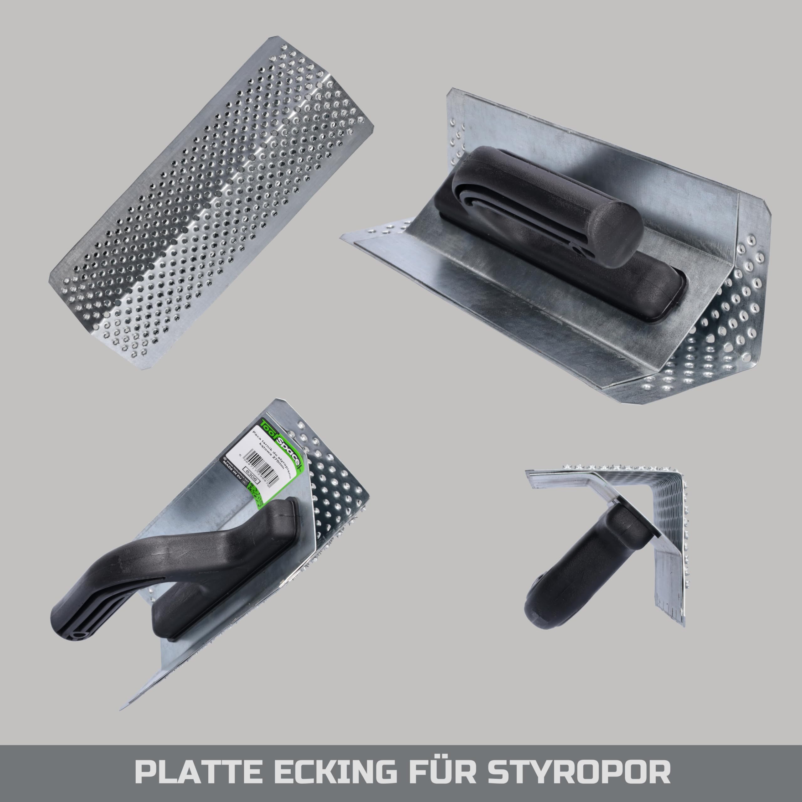 ToolSpace 1x Lima Cuadrada de Poliestireno Tabla de Lijado Lijadora 260 mm Tabla de Lima Lima de Poliestireno Raspador de Poliestireno Tabla de Rallado Plástico Galvanizado Chapa de Acero Nivelación