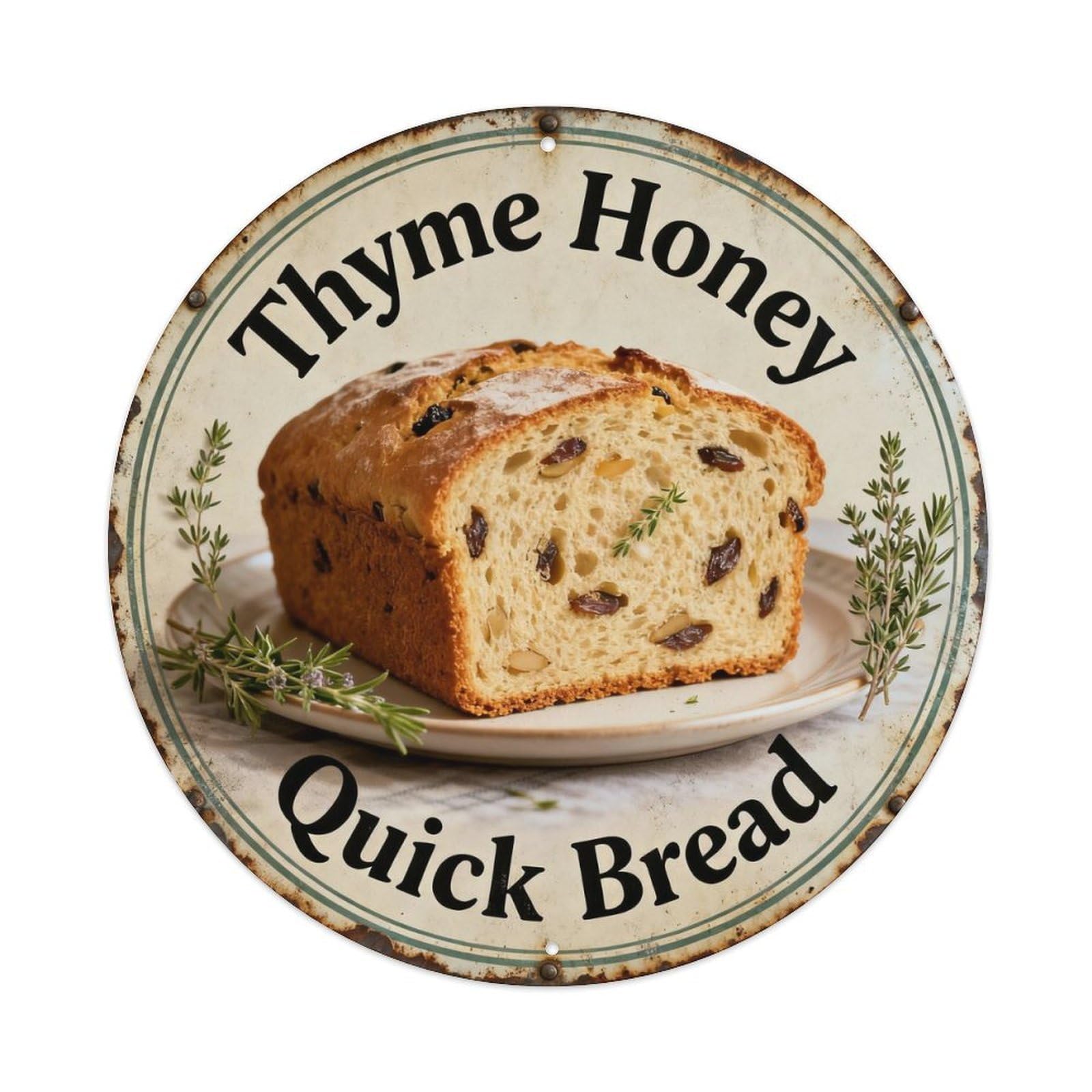 Thyme Honey Quick Bread Metal Tin Sign Plaque
