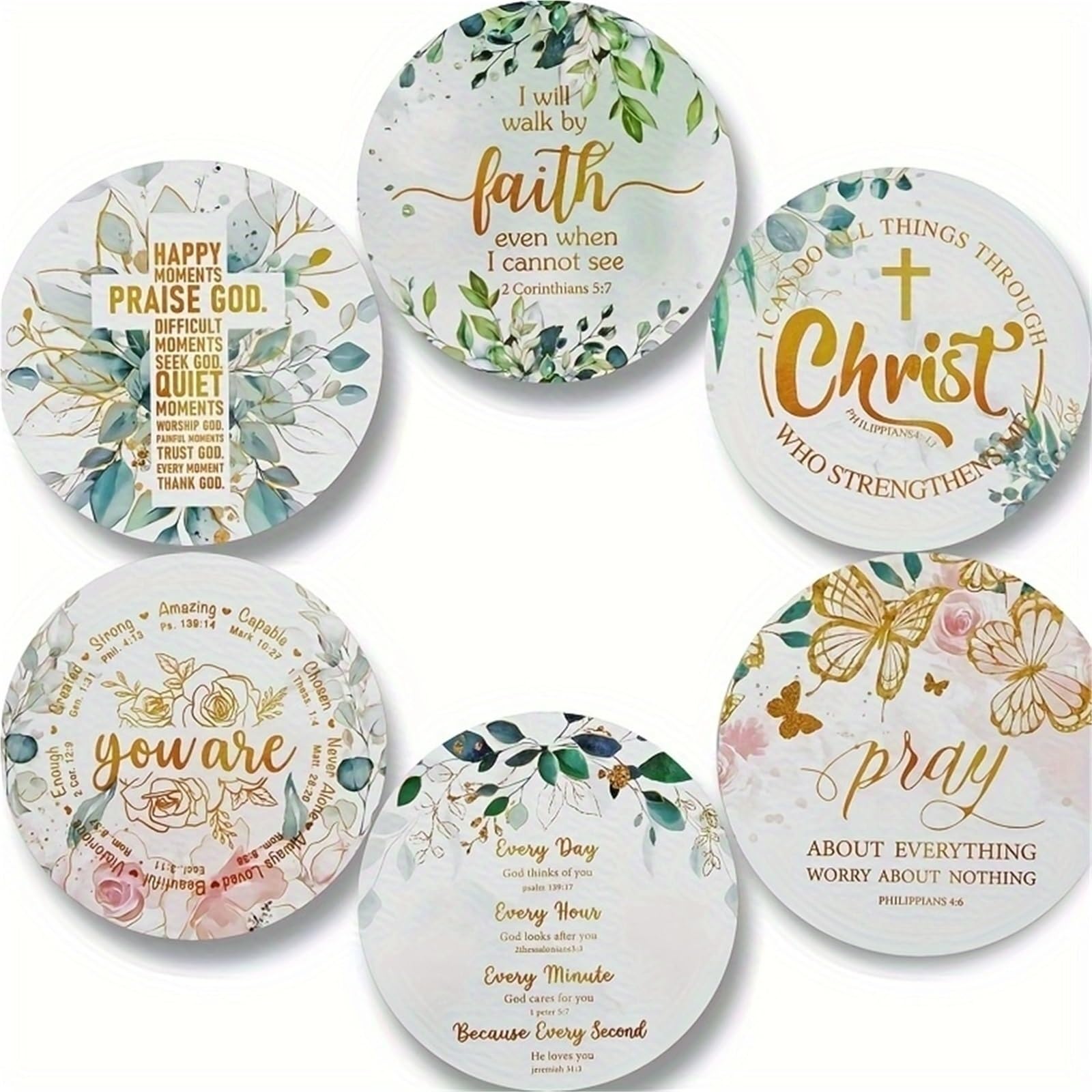 Wooden Round Coasters 10Cm 2D Floral Quote Wooden Coasters