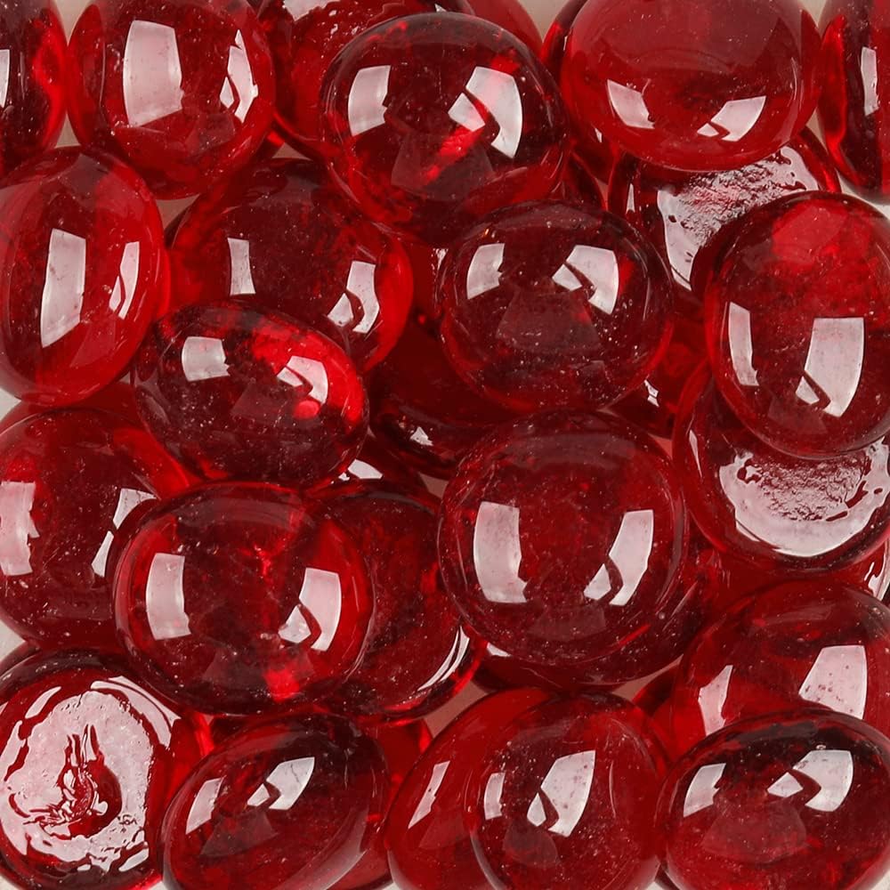 Flat Glass Marbles,6070Pcs Flat Marbles Decorative,Marble Pebbles,Red