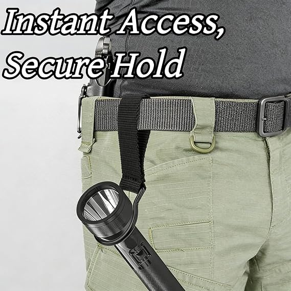 1 Pack Universal Flashlight Holster and Belt Holder Black Ring Clip for Secure Carry Adjustable Mount for Tactical Work and Outdoor Activities