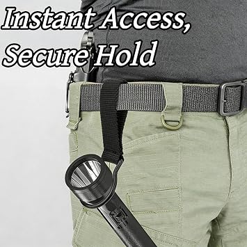 1 Pack Universal Flashlight Holster and Belt Holder Black Ring Clip for Secure Carry Adjustable Mount for Tactical Work and Outdoor Activities