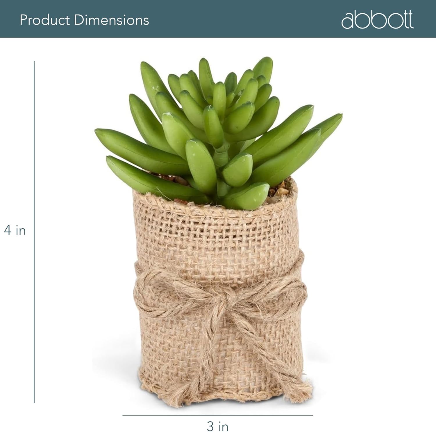 Abbott Collection Artificial Mini Succulents Set in Burlap Wrap Planters, Set of 4 (4" H, 2" W)