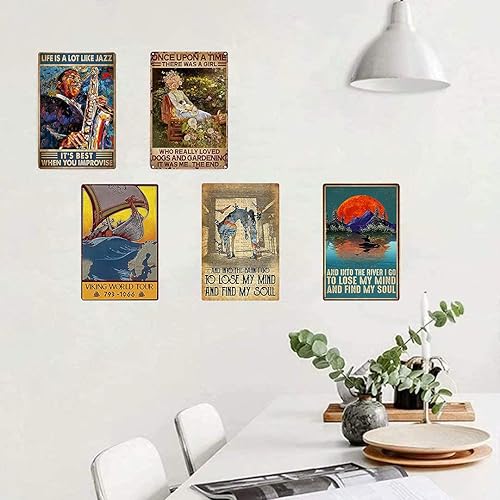 Miniatura 5 de VDUEOJE - Póster de hierro de jardín, A Girl Loves Dogs and Gardening, letrero de hojalata vintage para dormitorio, hogar, hotel, bar, cafetería,