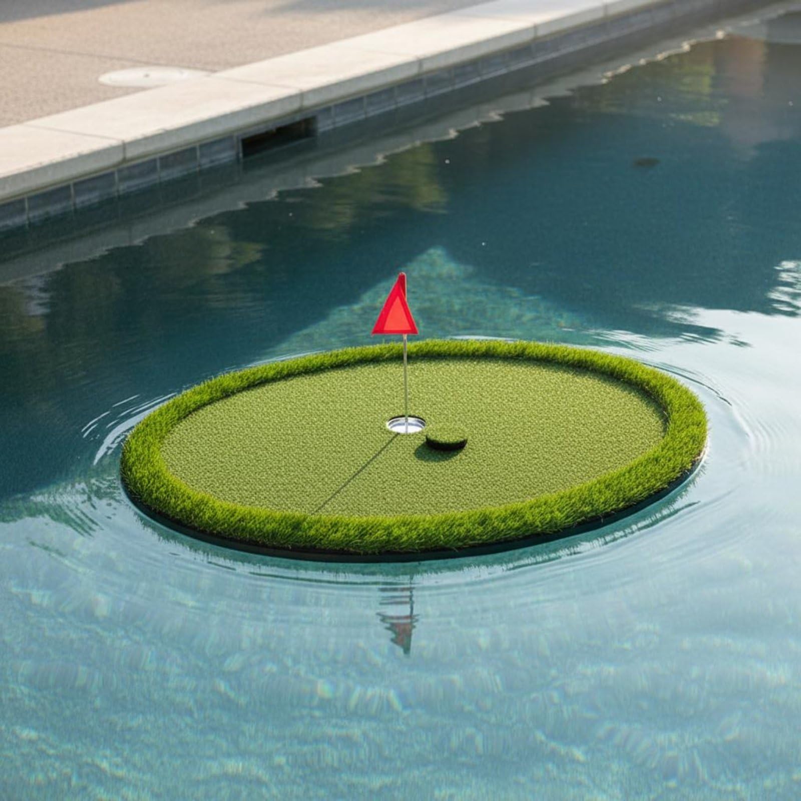 Floating Golf Galleggiante Tappeto da Putt con Coppa Integrata E Segnalino in Sintetica per Pratica Ripetibile Precisione E Distanza Adatto per Piscina Area Relax Divertimento con Amici