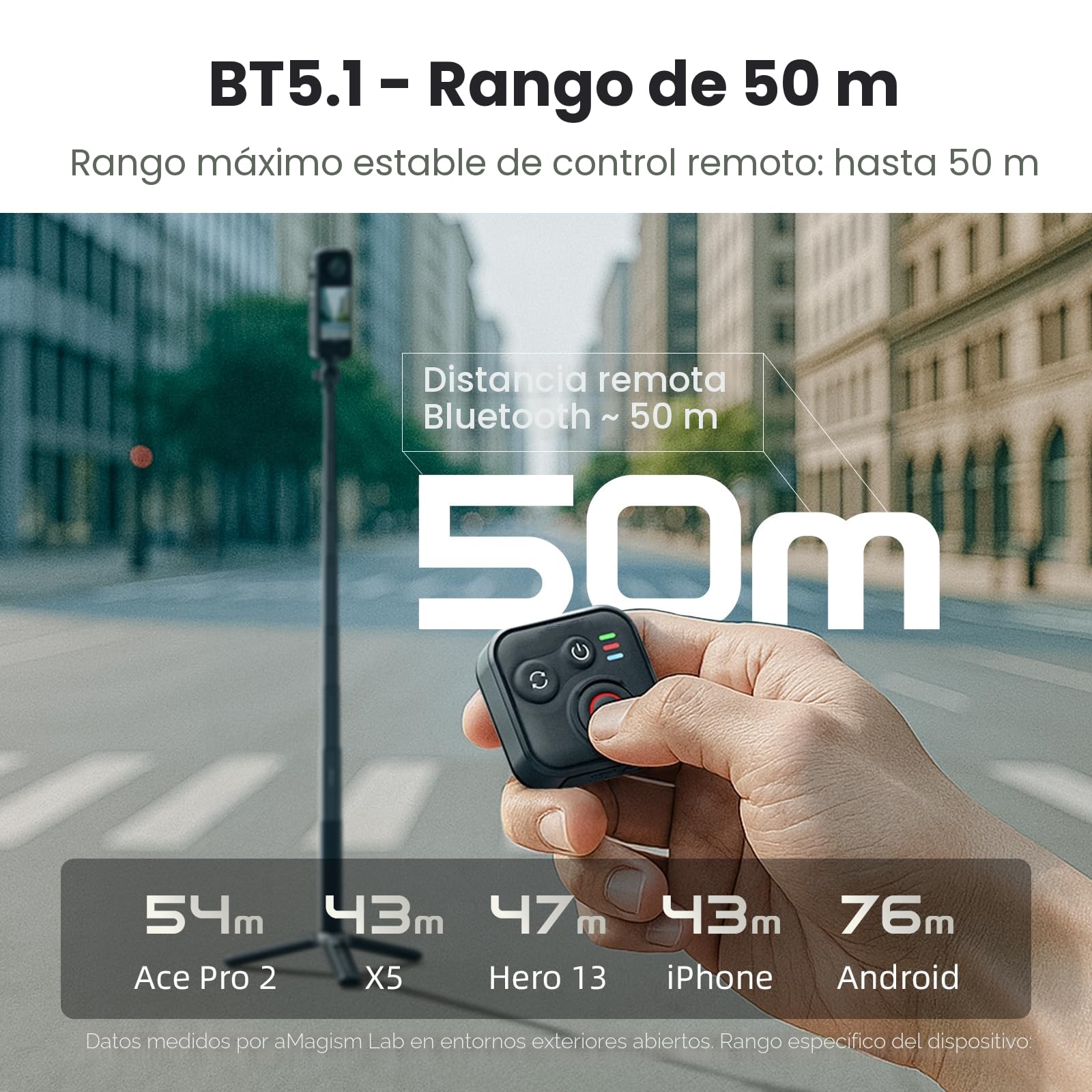 Mando a distancia inteligente Blue-tooth para Insta360 X5/X4/X3/Go 3S/ACE pro 2/ACE Pro/ONE X2, control remoto de acción inalámbrico de rango de 50 m con correa de muñeca para vlogging, 96 horas de