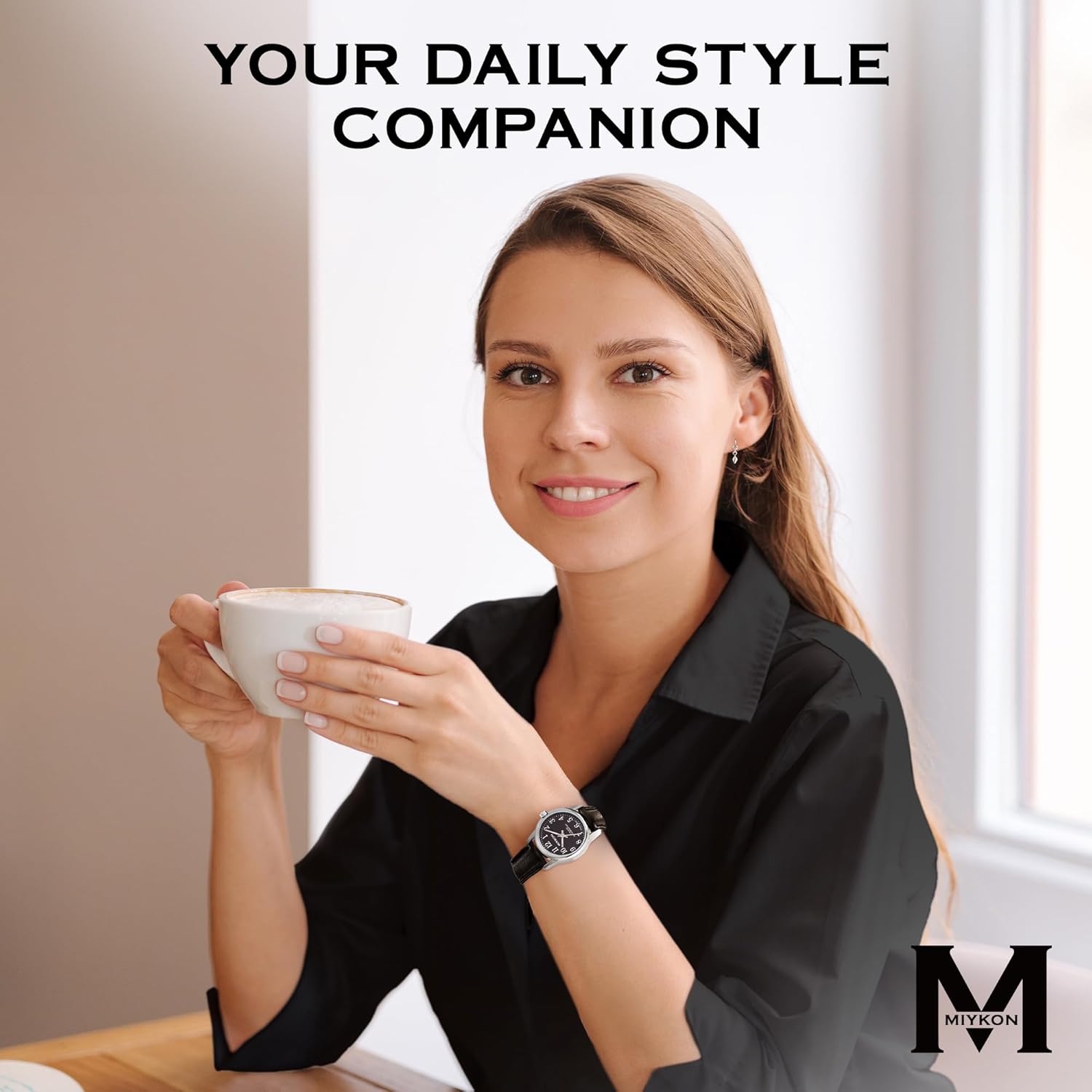 Miykon Ladies Watches for Women - Dainty Analog Womens Watches for Small Wrists with Genuine Leather Strap, Easy Reader Nurse Watch with Second Hand - Japan Quartz, Waterproof to 100ft - Image 3