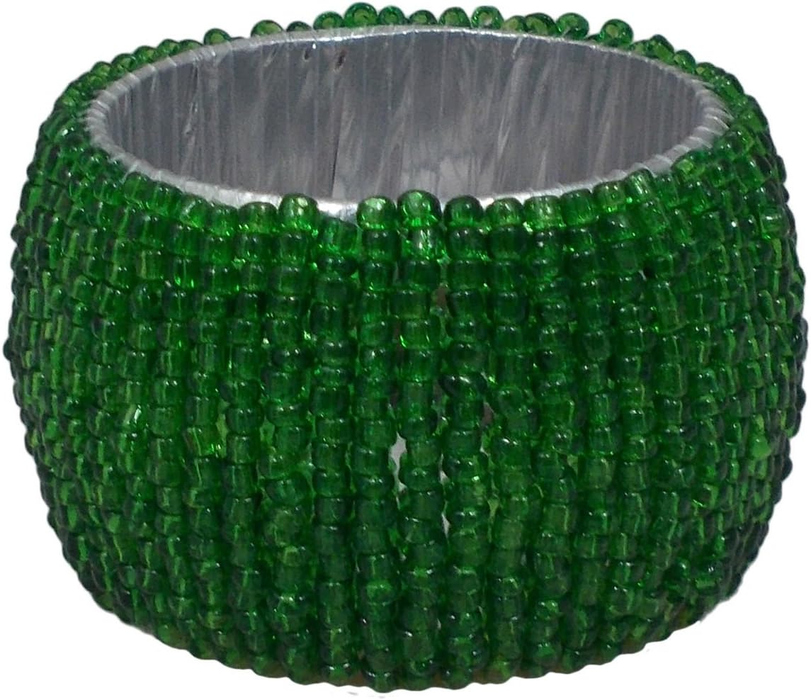 Handmade Indian Decorative Round Green Beaded 1.5" Inch Tissue Holder Rings - Set of 4 Wedding Decor image 2