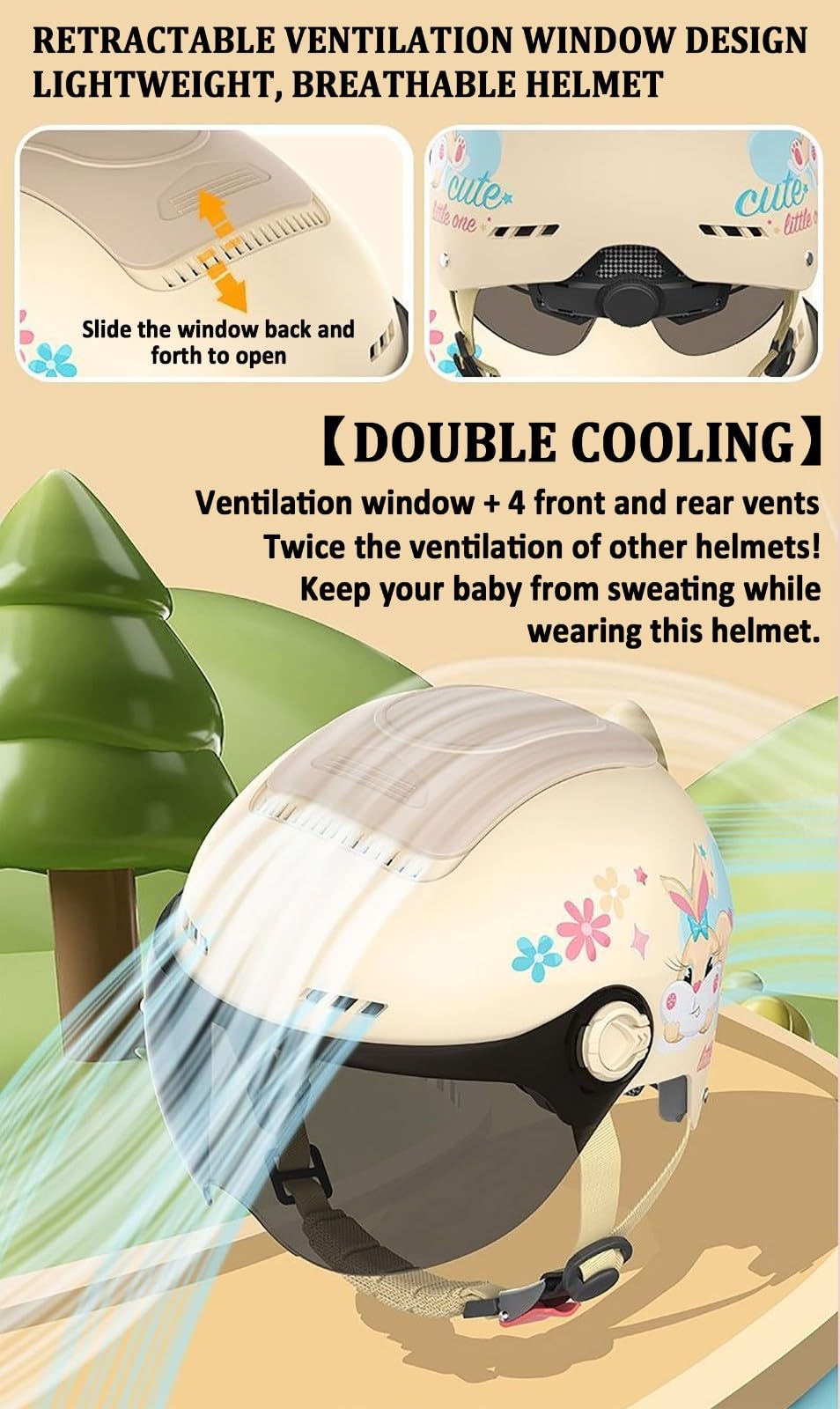 Casco De Scooter De Moda, Homologado ECE 22.06, Casco De Moto Abierto para Niños Y Niñas De 3 A 12 Años con Visera Solar.