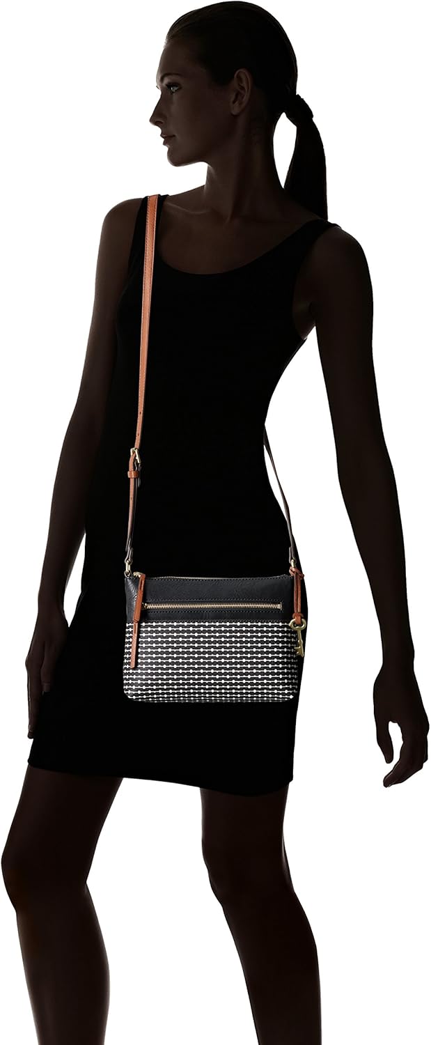 Fossil Women's Fiona Large or Small Crossbody Purse Handbag for Women Black Stripe Small Small