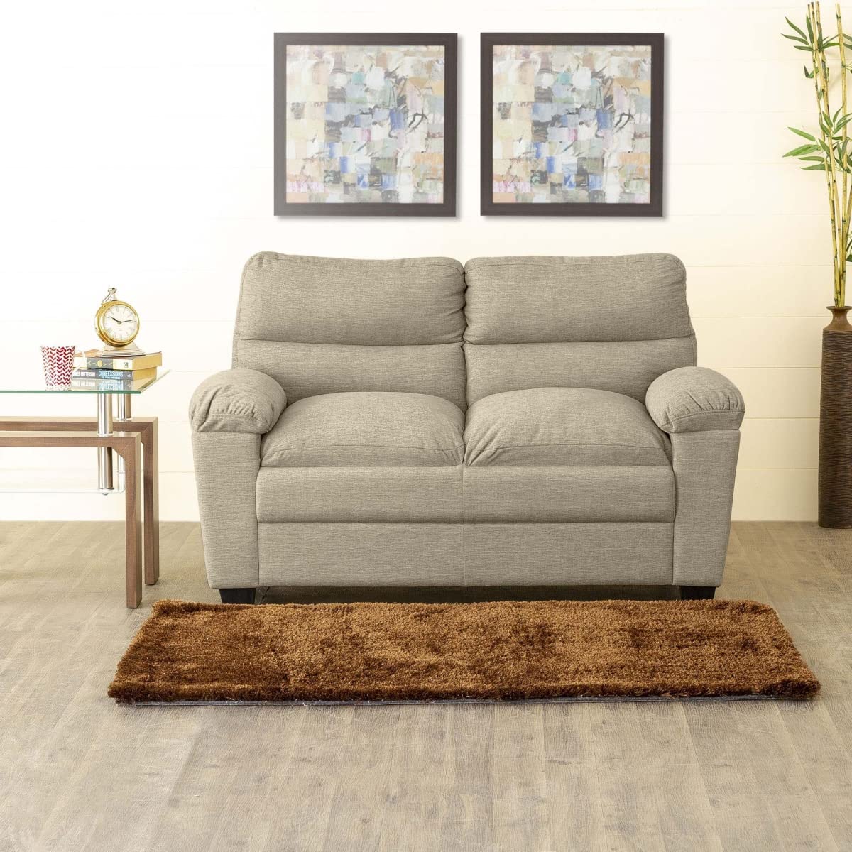Home Centre Helios Scott Grey Solid Fabric Two Seater Sofa - 138cm, Beige,Helios-Scott-4-picture-10