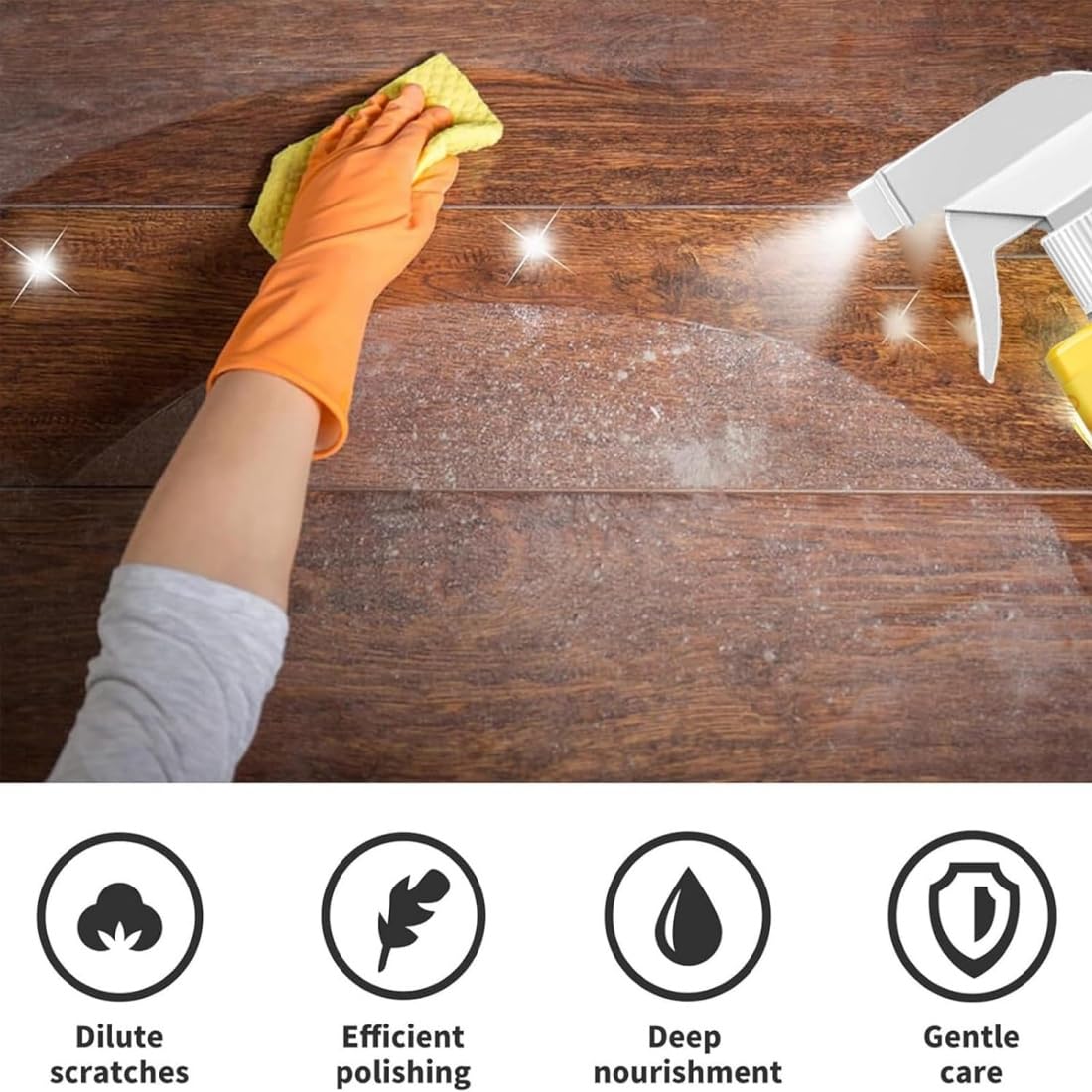 Beeswax Wood Polish Spray, Cera de Abeja para Muebles y Madera, Limpiador y Protector Natural, Spray Fácil para Armarios, Suelos, Mesas y Muebles (3PC)