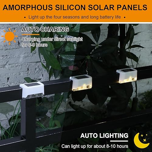 Miniatura 5 de 32 luces solares para exteriores, luces solares para escalones, impermeables, luces solares LED para vallas, escalones, barandillas, patio, entrada,