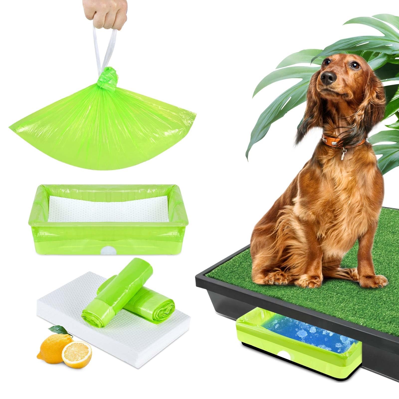 30 Pack Dog Potty Tray Liners for Pet Loo, Disposable Porch Potty Liners with Absorbent Pads, Easy Deal Indoor Dog Toilet Urine Disposal Kit