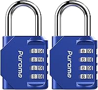 Vista 34 de Puroma - Candado impermeable de combinación de 4 dígitos, para intemperie, para casillero escolar o deportivo, valla, caja de herramientas, puerta