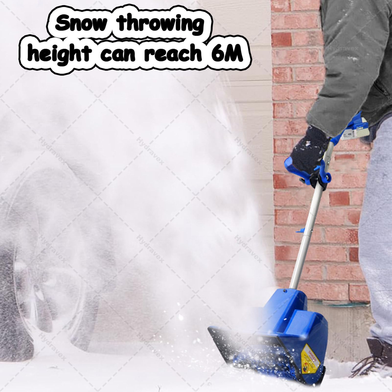 Pala da Neve Senza Fili, spazzaneve Elettrico Pieghevole con direzione Regolabile e Asta telescopica, spazzaneve a Batteria per Strade e vialetti scolastici 1Battery
