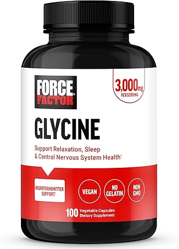 FORCE FACTOR Glicina para promover la relajación y el sueño reparador, apoyar la función cognitiva, el equilibrio del estado de ánimo y la salud