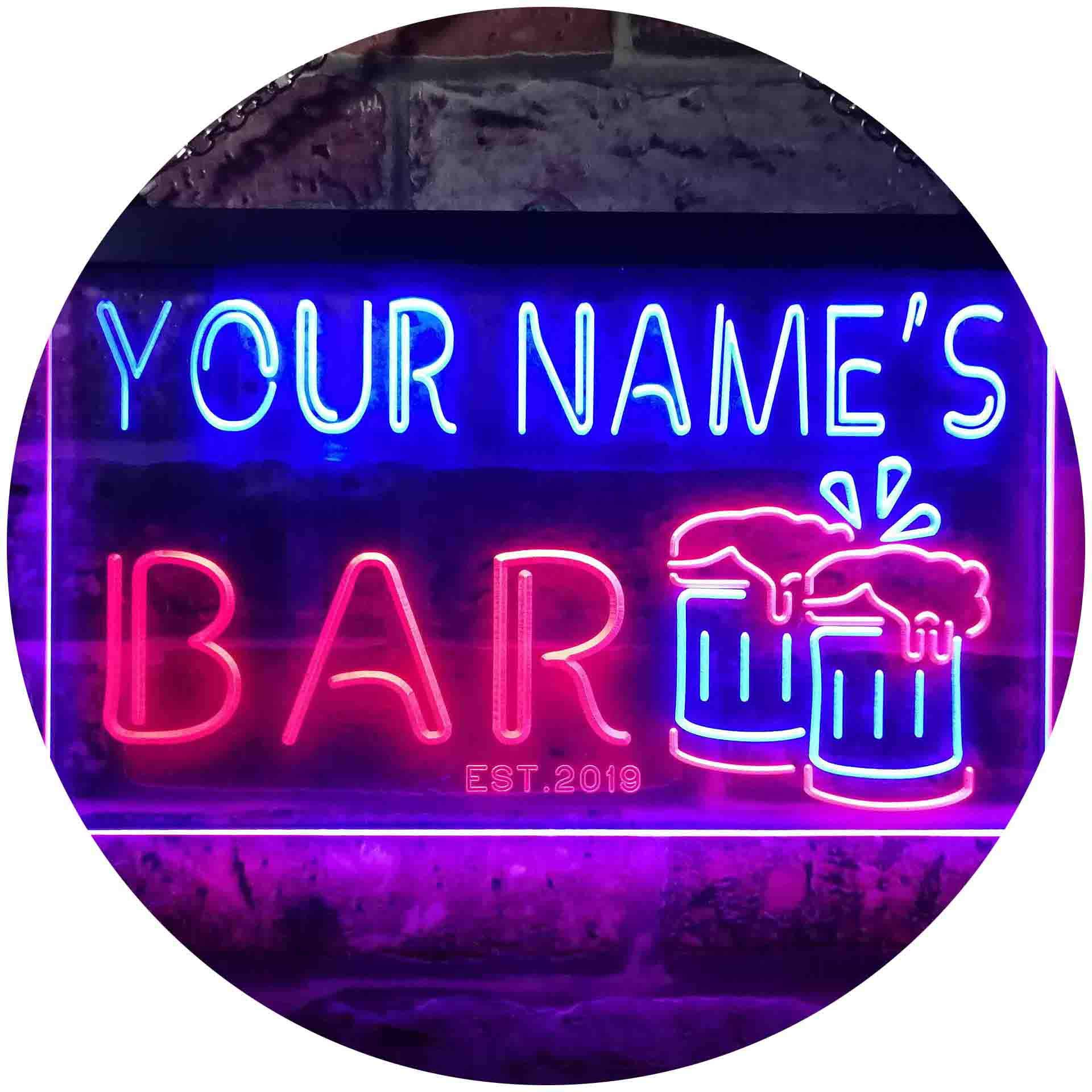 Advpro Red & Blue Personalized Your Name Est Year Theme Bar Beer Mug Decoration Dual Color Led Neon Sign 600 X 400Mm St6s64-W1-Tm-Rb