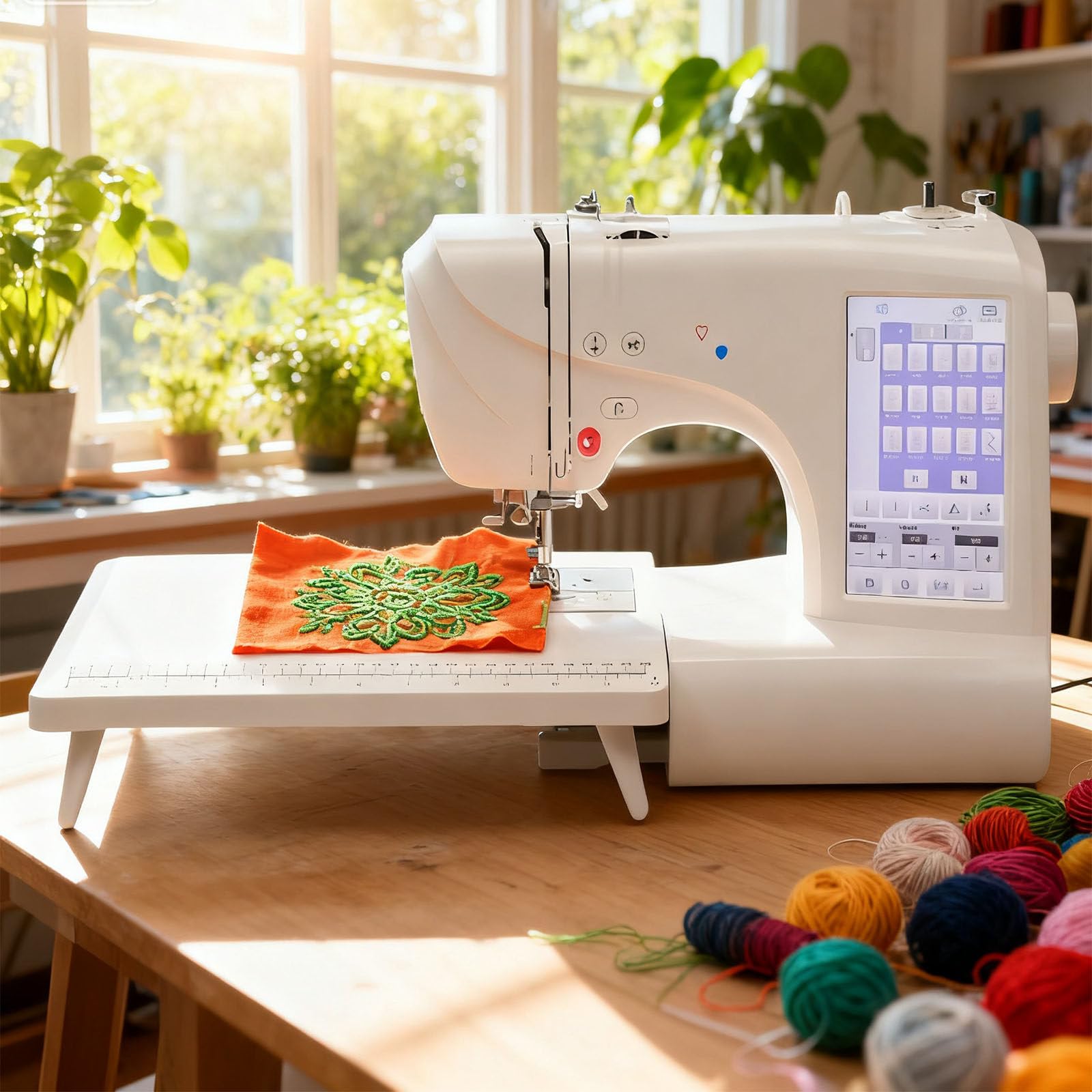 Máquina De Coser Pequeña para Principiantes, Máquina De Bordar: Máquina De Coser con Luz Led, Pantalla Táctil De 7", 158 Patrones Integrados, para Proyectos Domésticos Bricolaje
