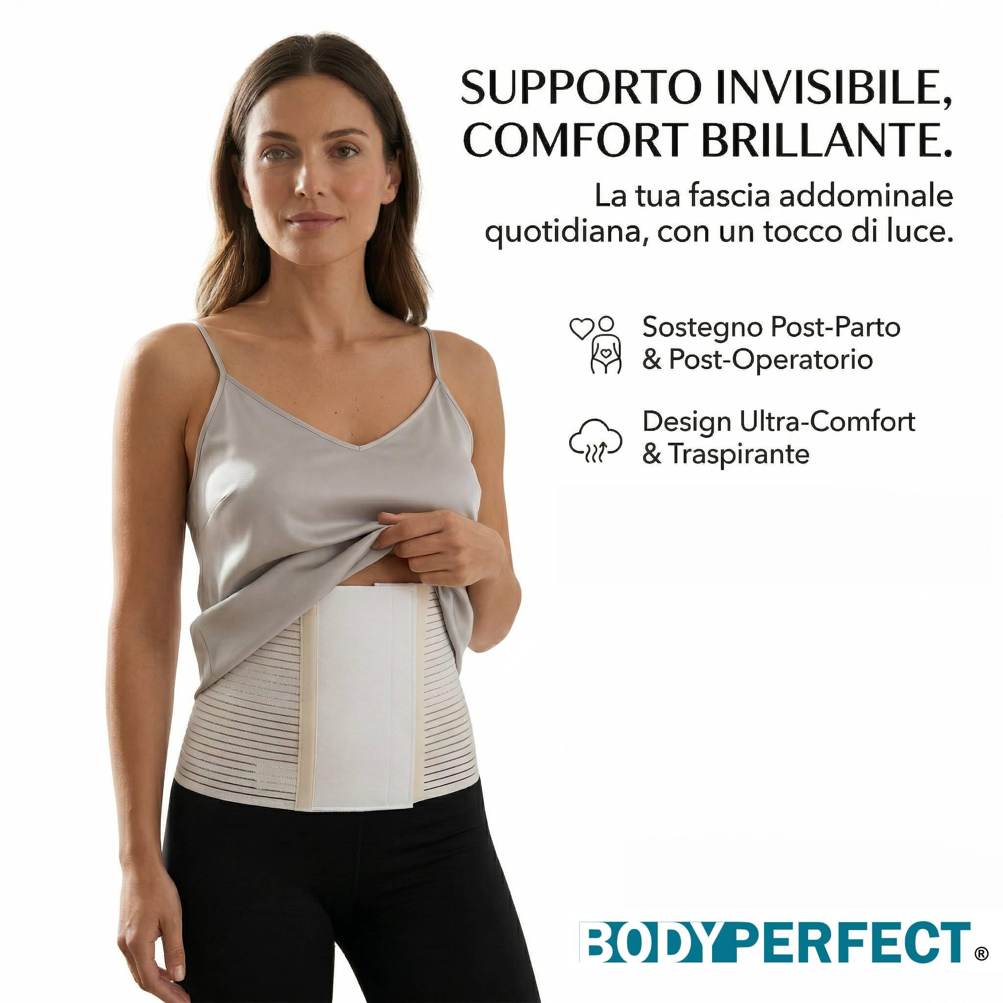 BODYPERFECT Fascia addominale Post operatoria Unisex contenitiva Post parto operazione Allevia mal di schiena chiusura regolabile X-LARGE