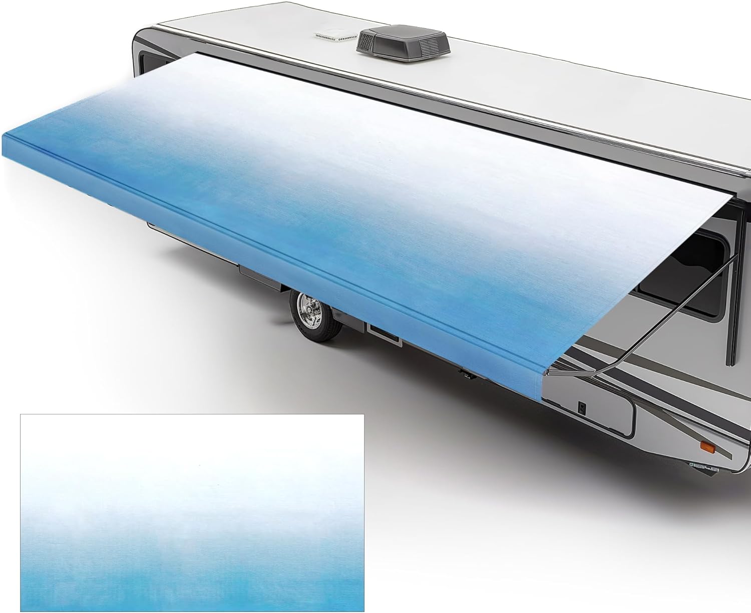 15' - 18' RV Awning Fabric Replacement - Prevents Rail Leaking - Universal Outdoor Canopy for Camper Awnings Heavy Duty 19 oz Vinyl Fabric 15' (Fabric 14'2")