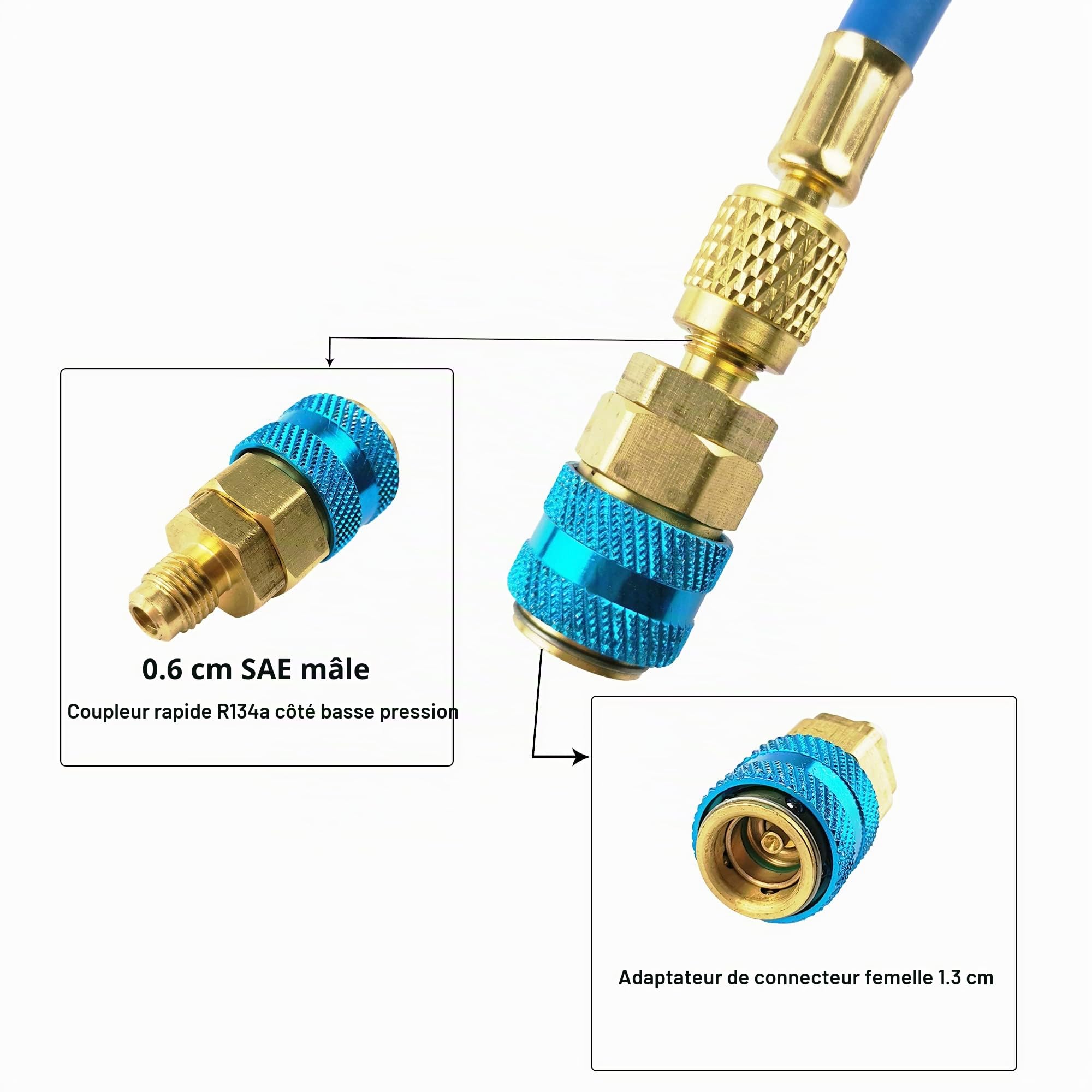 AC/AC Injecteur d'huile et de colorant avec raccord rapide Snap R-134a, 1/4 "tour à la main SAE