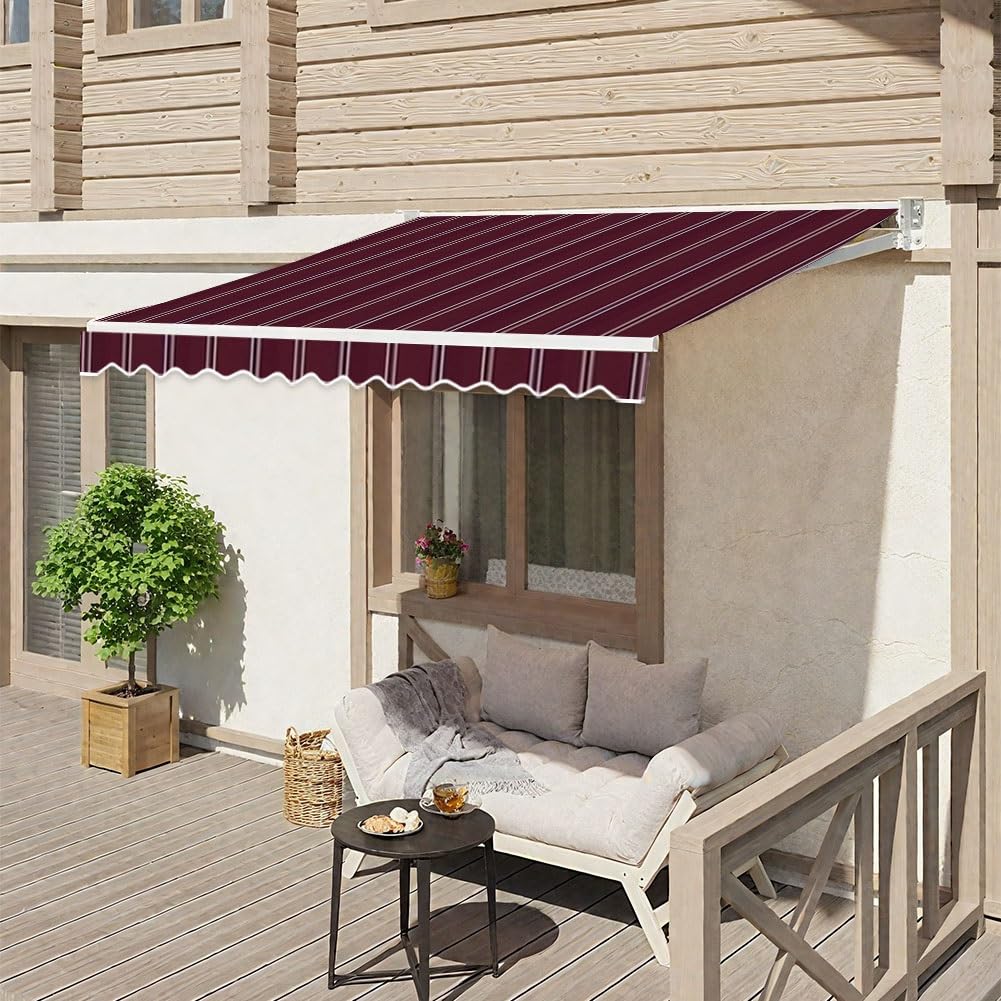 Markiza tarasowa, zastępcza, wysuwany baldachim przeciwsłoneczny, tkanina do ogrodu, na balkon, czerwone płótno (4,5 x 1,5 m)