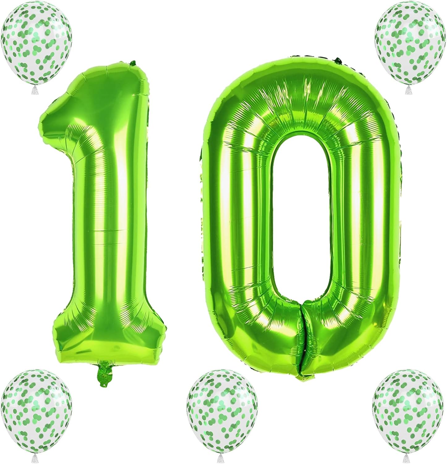 Large 10 Number Balloons Green, 40 Inch Helium Foil Number