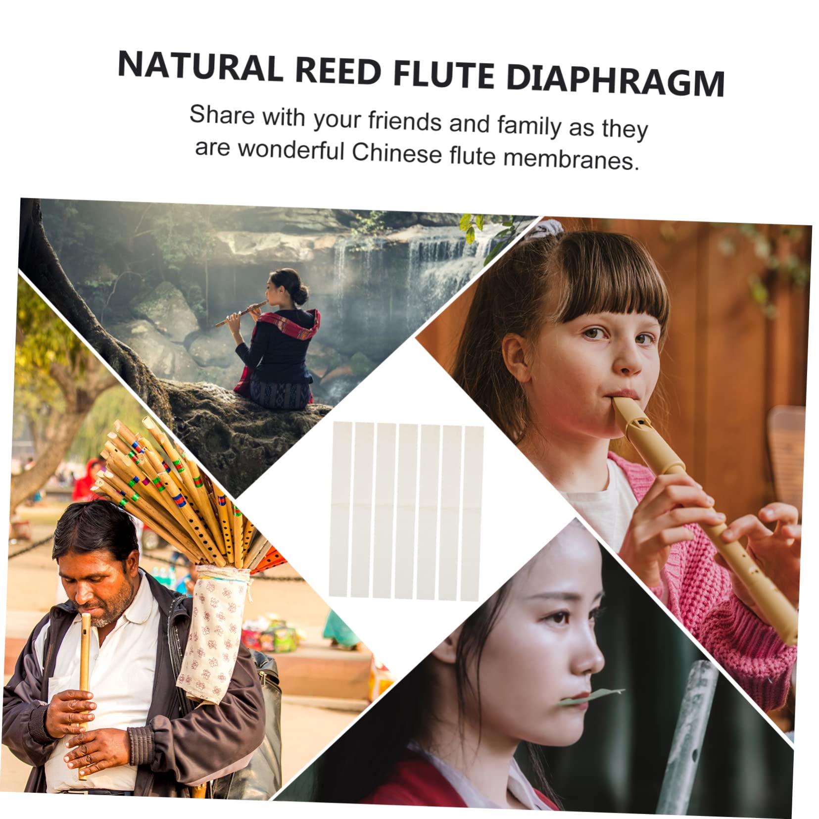 HANABASS 8 Sheets Natural Reed Flute Membranes of Dizi Flute Accessories for Crisp Sound Lightweight Compact Design for Musicians Easy to Apply