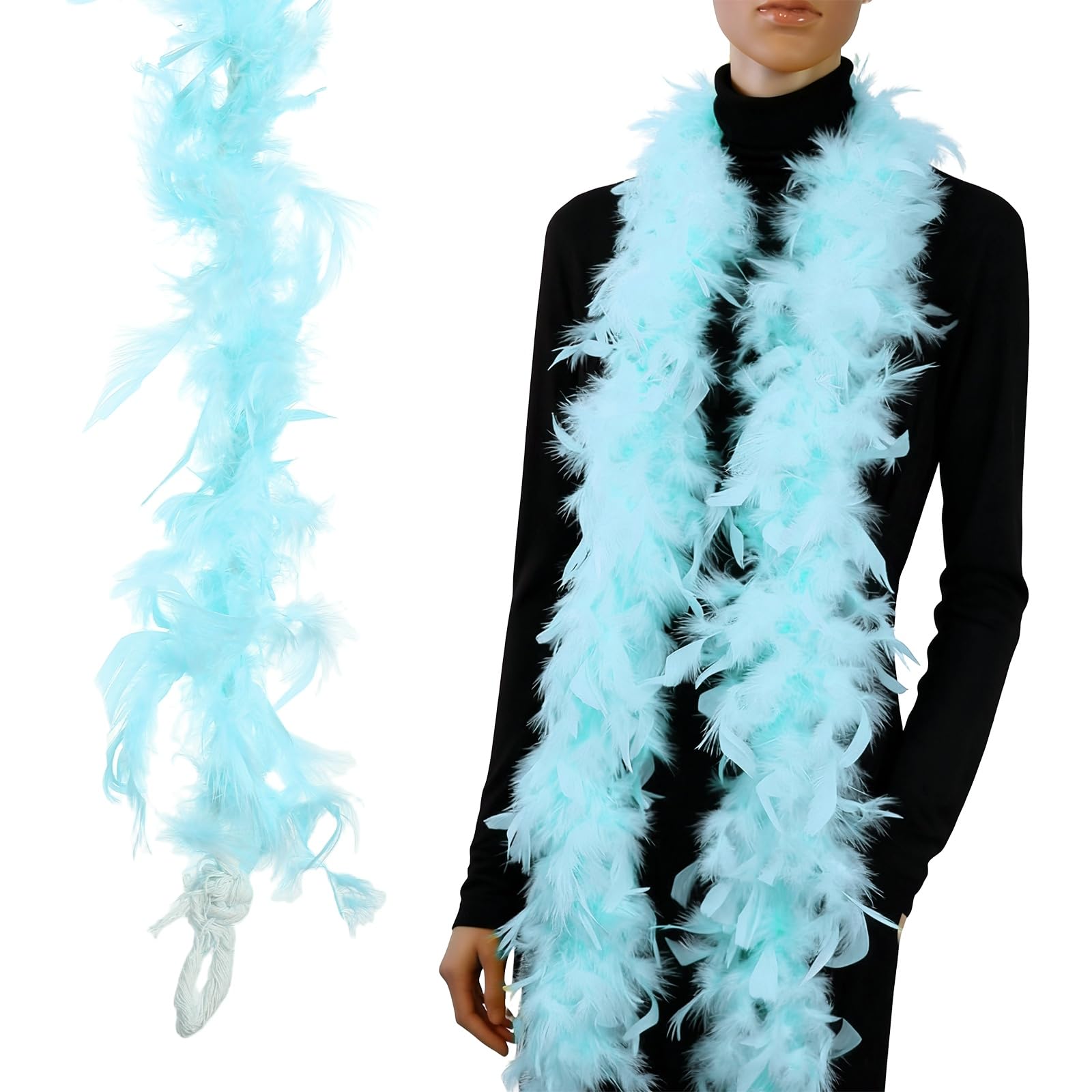 PATIKIL 40g 2 Yards Feather Boa, Costume Turkey Chandelle Feathers Boa for Crafting Dancing Wedding Party Dress Up Christmas Decoration, Sky Blue โ image 1