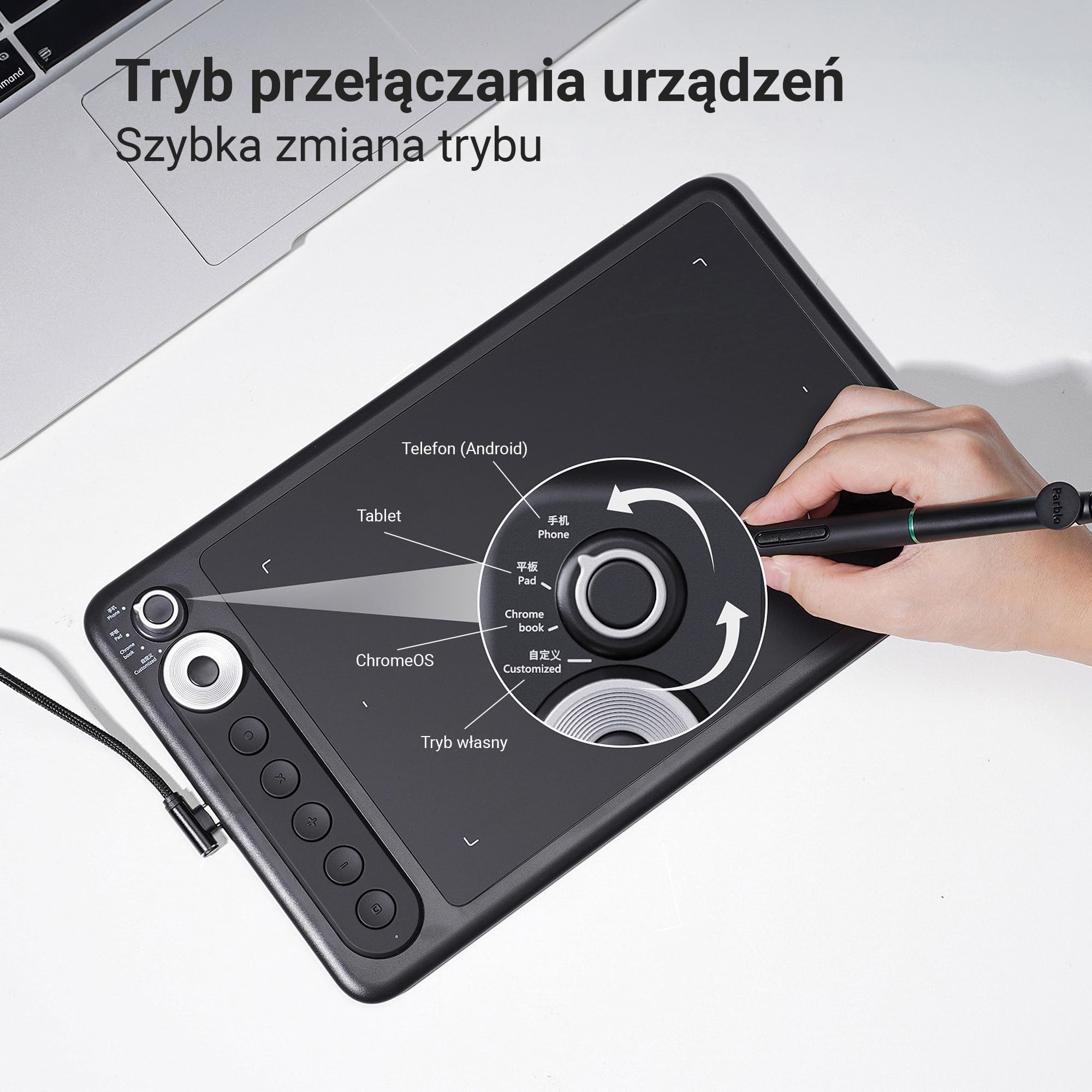 Intangbo X7 Nero - Tablet grafico da 10 x 6 pollici per disegno, stilo senza batteria, livelli di pressione 8192, supporto inclinabile, compatibile con Windows/Mac/Android