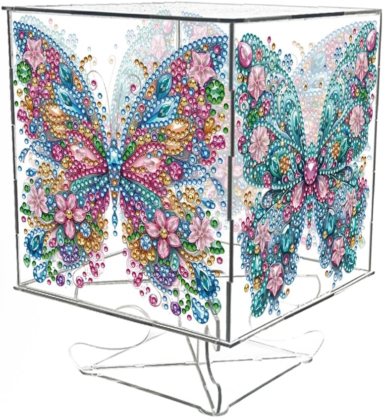 Special Shape Diamond Art Painting Kits LED Lights Butterfly Diamond Art Hanging Lamp Diamond Art Handmade Craft Pendant Ornament for Window Home Wall Decor