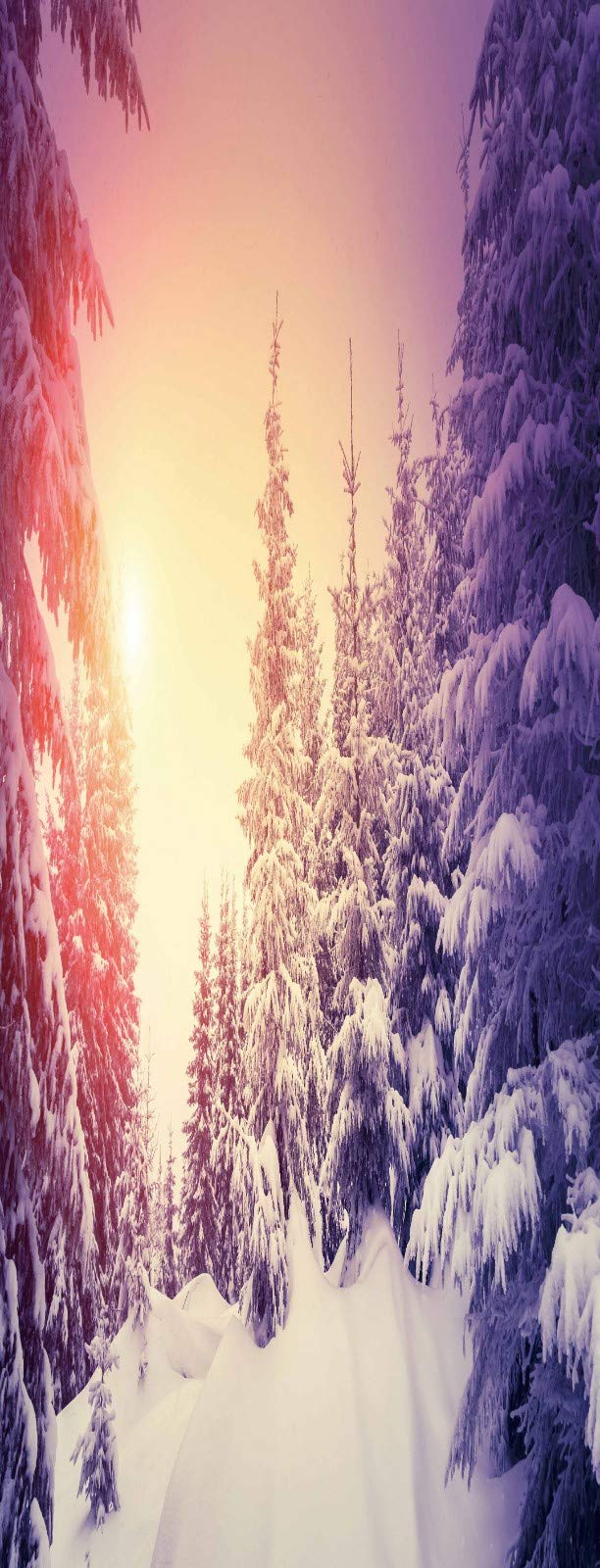 A.Monamour 3D Door Stickers for Interior Doors Snow Winter Forest Landscape at Sunset in Carpathian Ukraine Vinyl Waterproof Self Adhesive Door Mural Decals for Bedroom Office Bathroom 77 x 200 cm