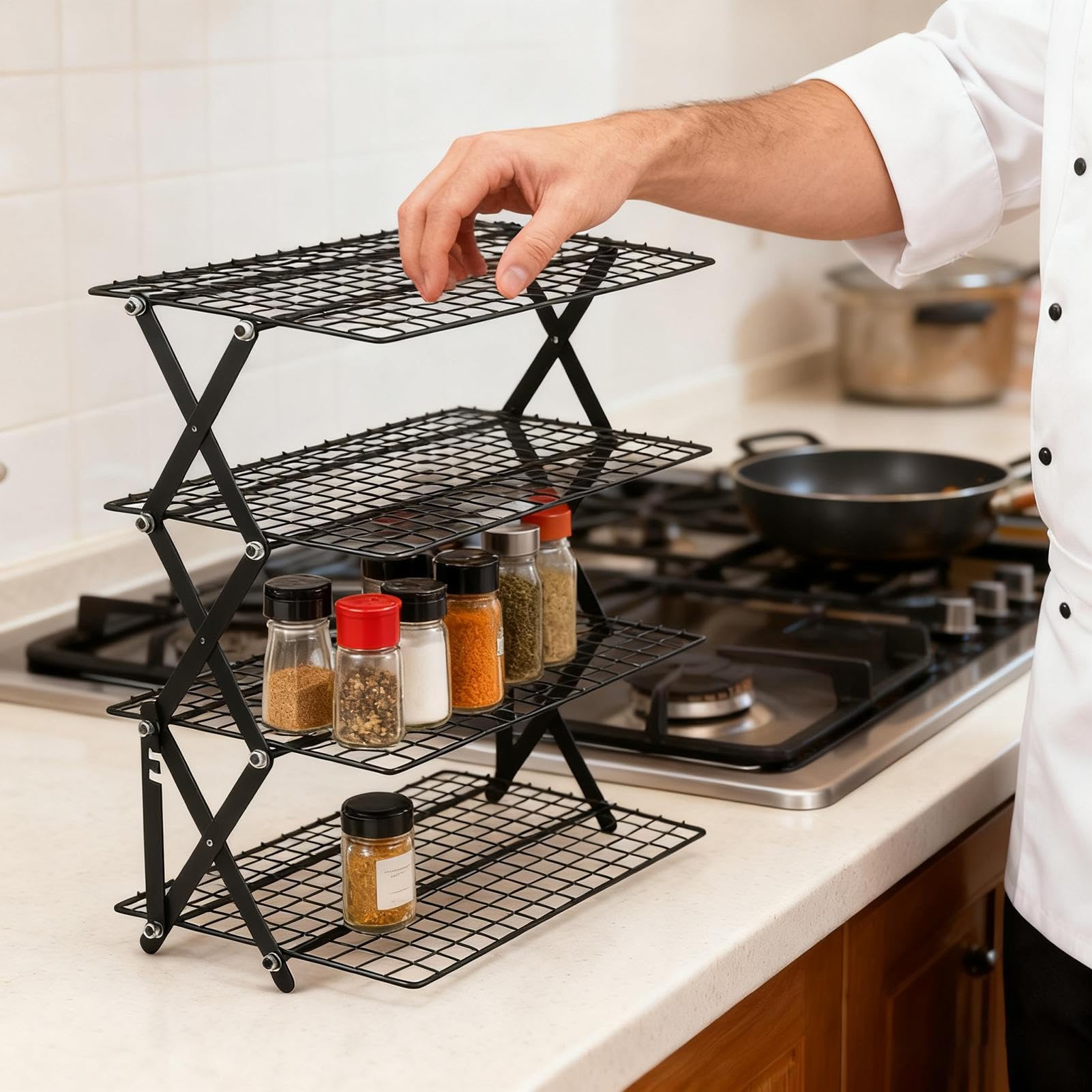 Rejillas Enfriamiento Para Hornear Organizador Plegable De 4 Niveles