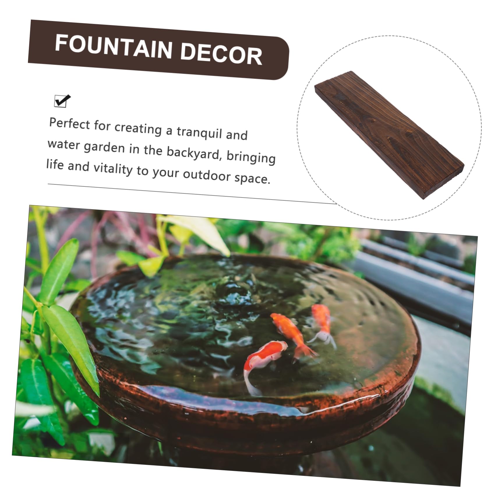 GARVALON Fish Tank Aquarium Wood Board Decorations 35cm Carbonized Craft Wood for Aquatic Landscaping