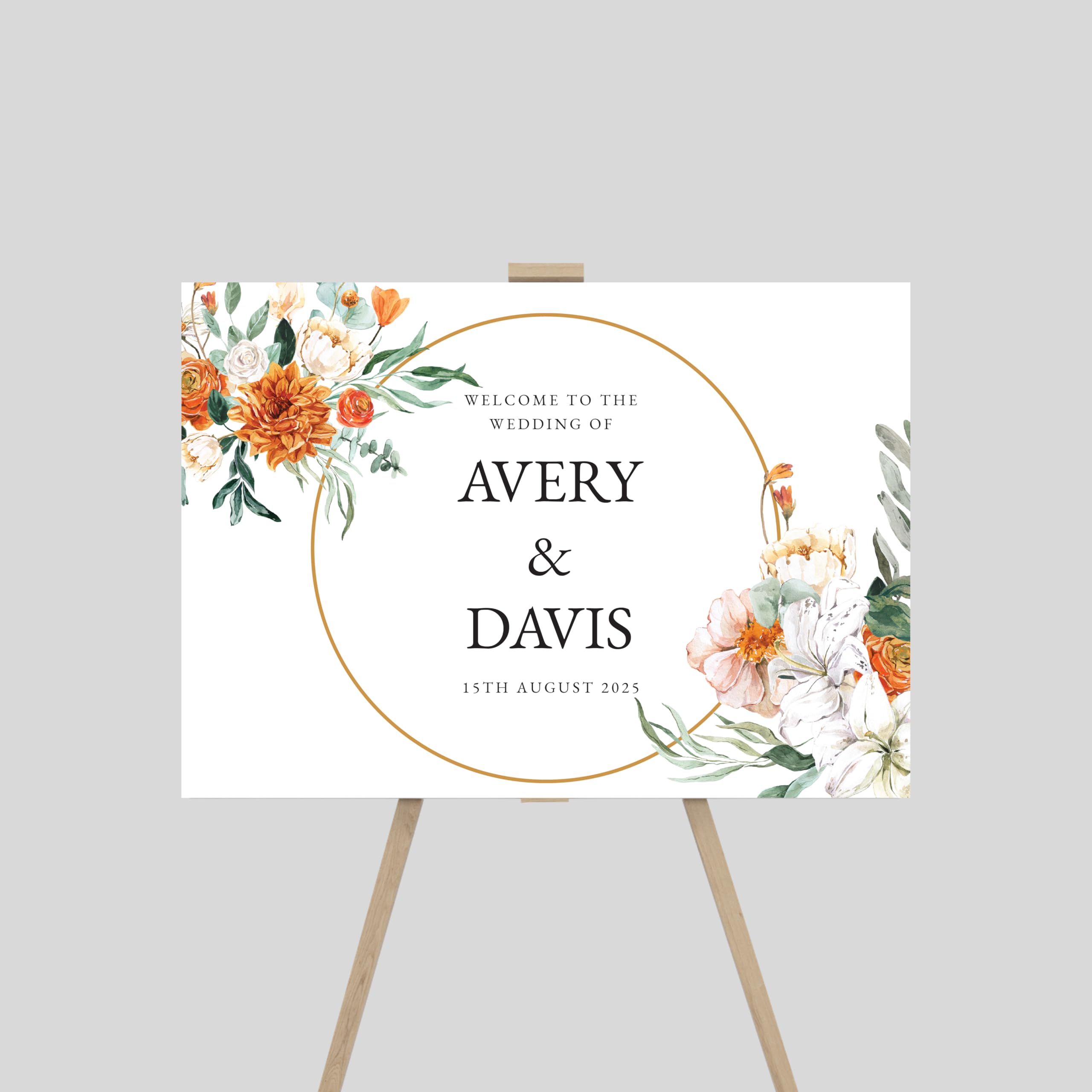 Personalised Wedding Welcome Entrance Sign Board Custom Large Acrylic Plaque Modern Wedding Reception, Engagement Party Decor (Design 14)