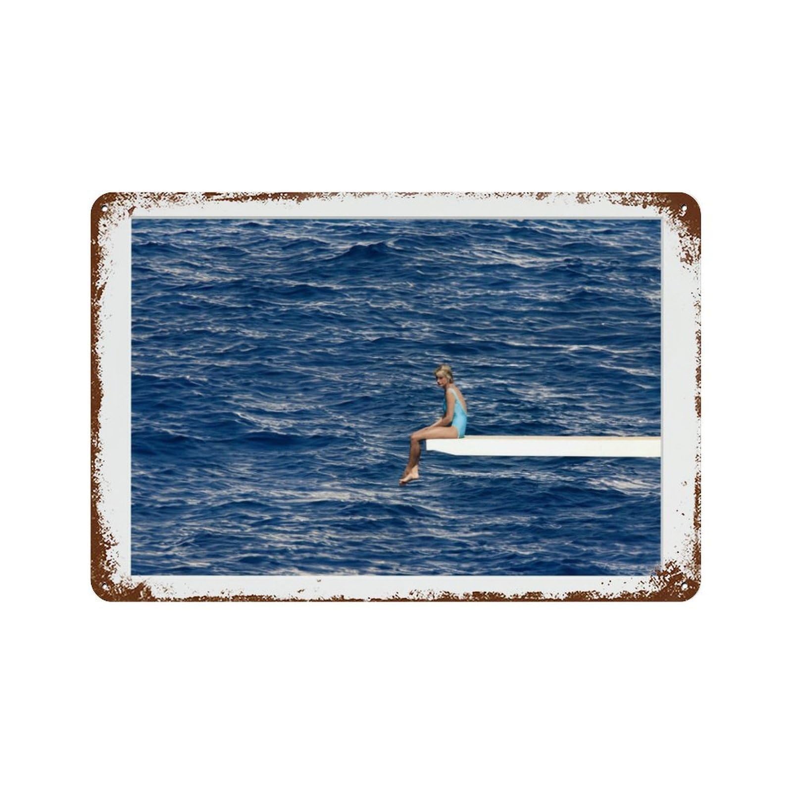 xiaoxiaoshen Princess Diana on Yacht, Photography S2 Wall Decor Art Metal Tin Poster Modern Home Decor Art Home Bar Shop Decorations Vintage Sign 20x30cm