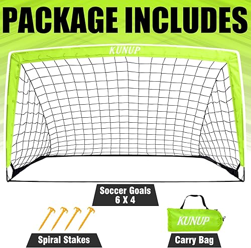 Miniatura 7 de Portería de fútbol infantil para patio trasero, 5 × 3, 6 × 4, 9 × 5 pies, red de práctica de fútbol fácil plegable con bolsa de transporte portátil