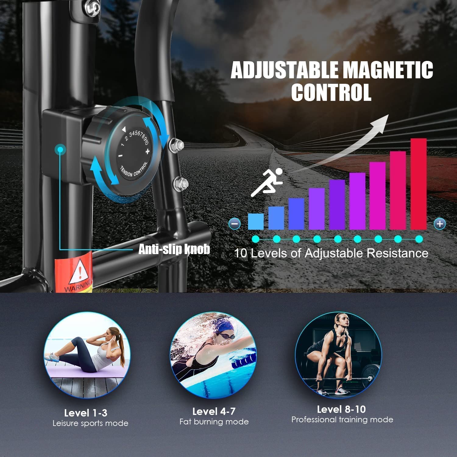 Profun Rowery Eliptyczne i Orbitreki,10 Poziomów Rezystancji, Pomiar Pulsu, Połączenie z Aplikacją, Monitor LCD, Koło Zamachowe 7 kg, Maksymalne Obciążenie: 200 kg