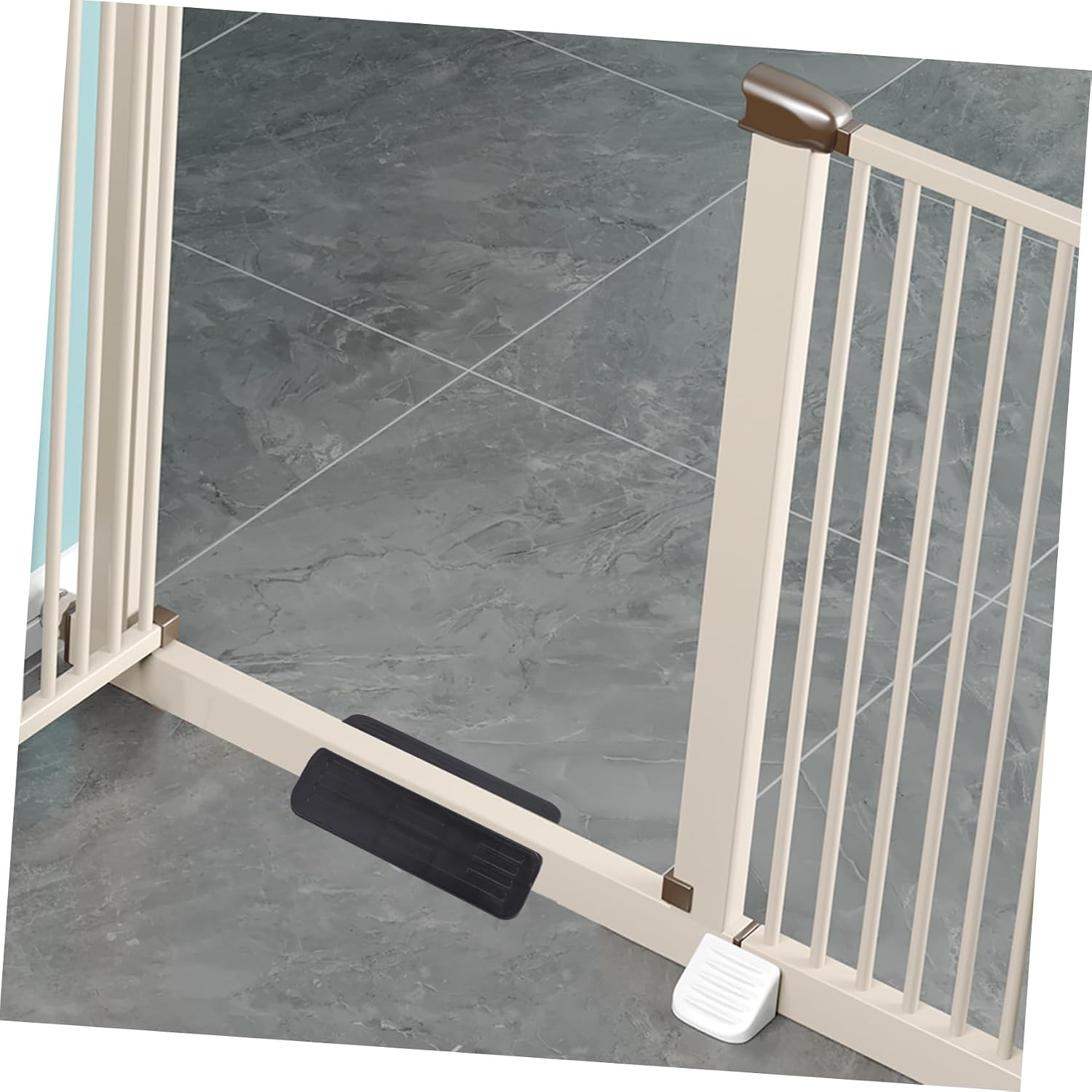 HEMOTON Safety Door Gate Ramp for Pets and Sturdy Kick Pedal Guardrail Accessories for Gates Lightweight Portable Design for Stairway Protection Black