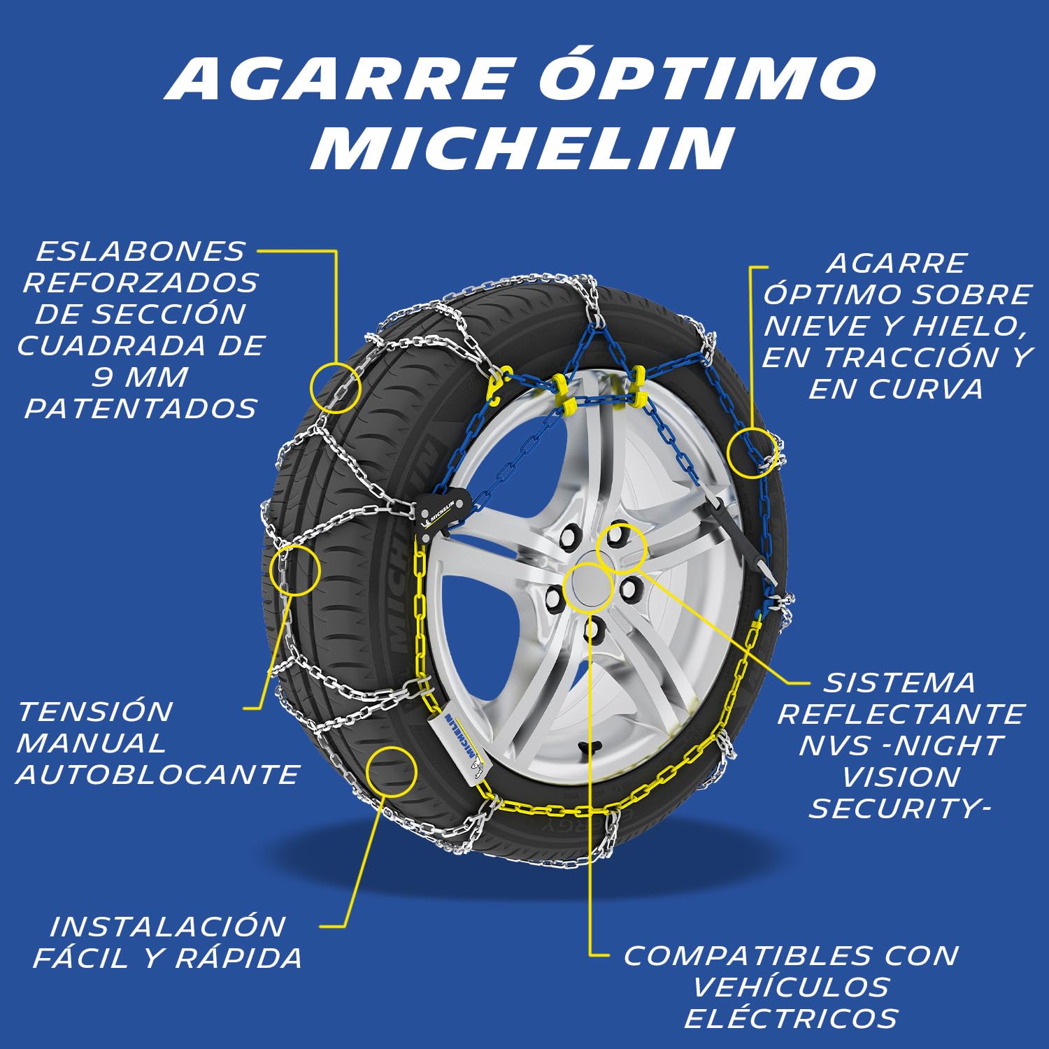 MICHELIN 008428 EXTREM GRIP Cadenas de nieve metálicas manuales, N°80
