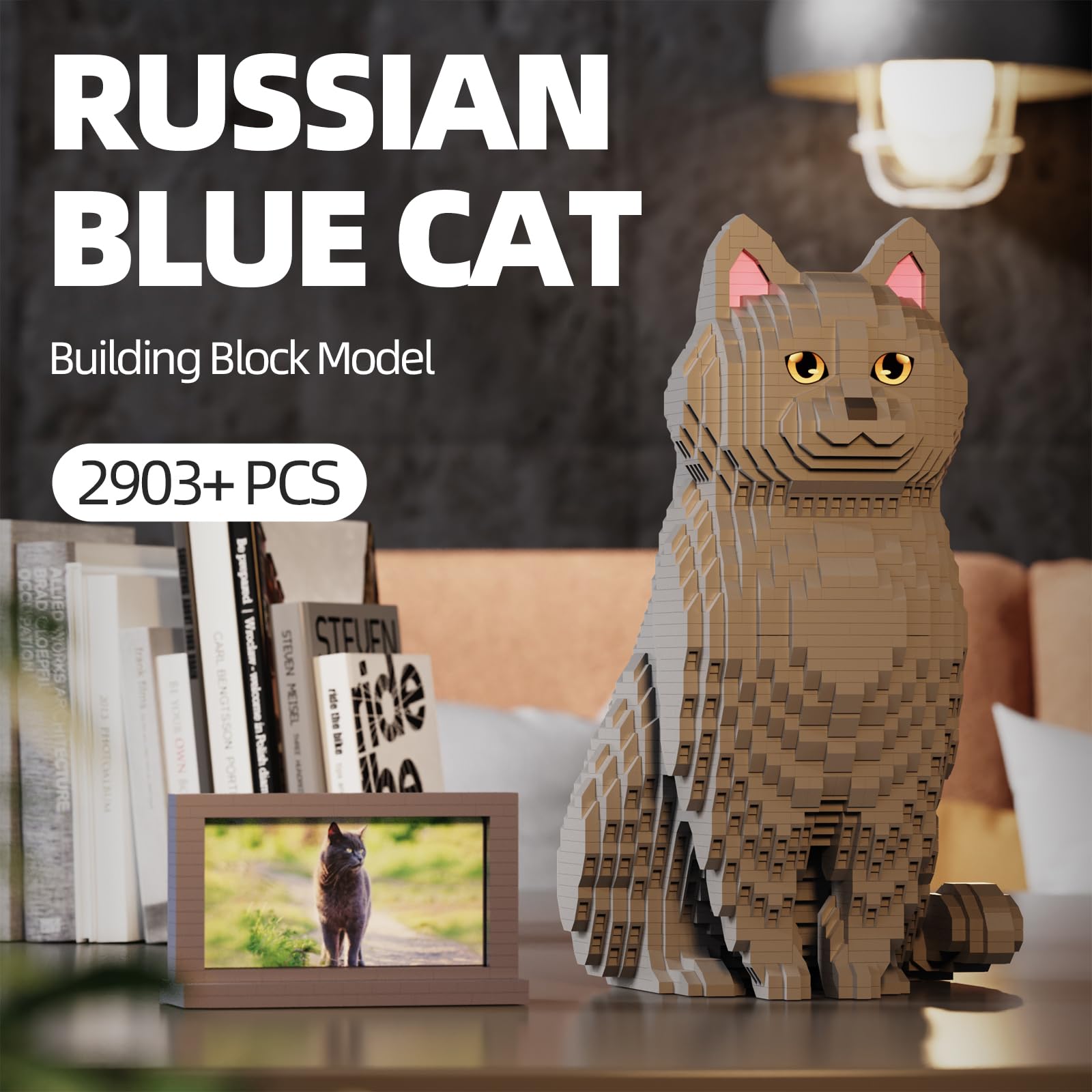 HJPLPXH Animal Cat Adorable Pet Blue Cat Micro Building Blocks Set including Secret Hidden Storage Box Inside! Ideal Toy for cat Lovers Kids & Adults - Image 2