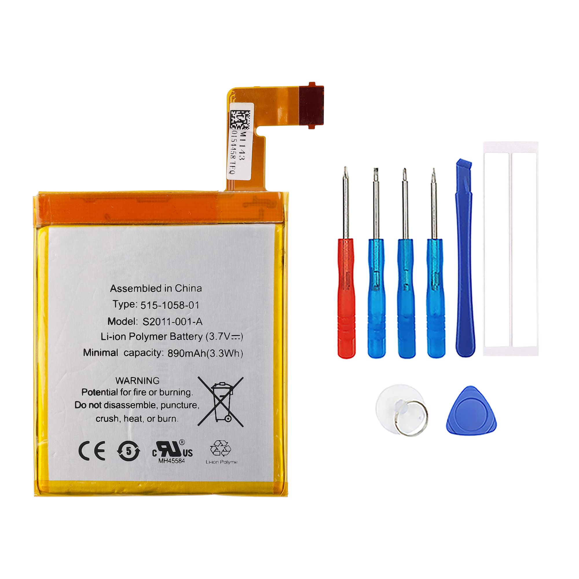 Batería compatible con 515-1058-01, M11090355152, S2011-001-A D01100 con herramientas