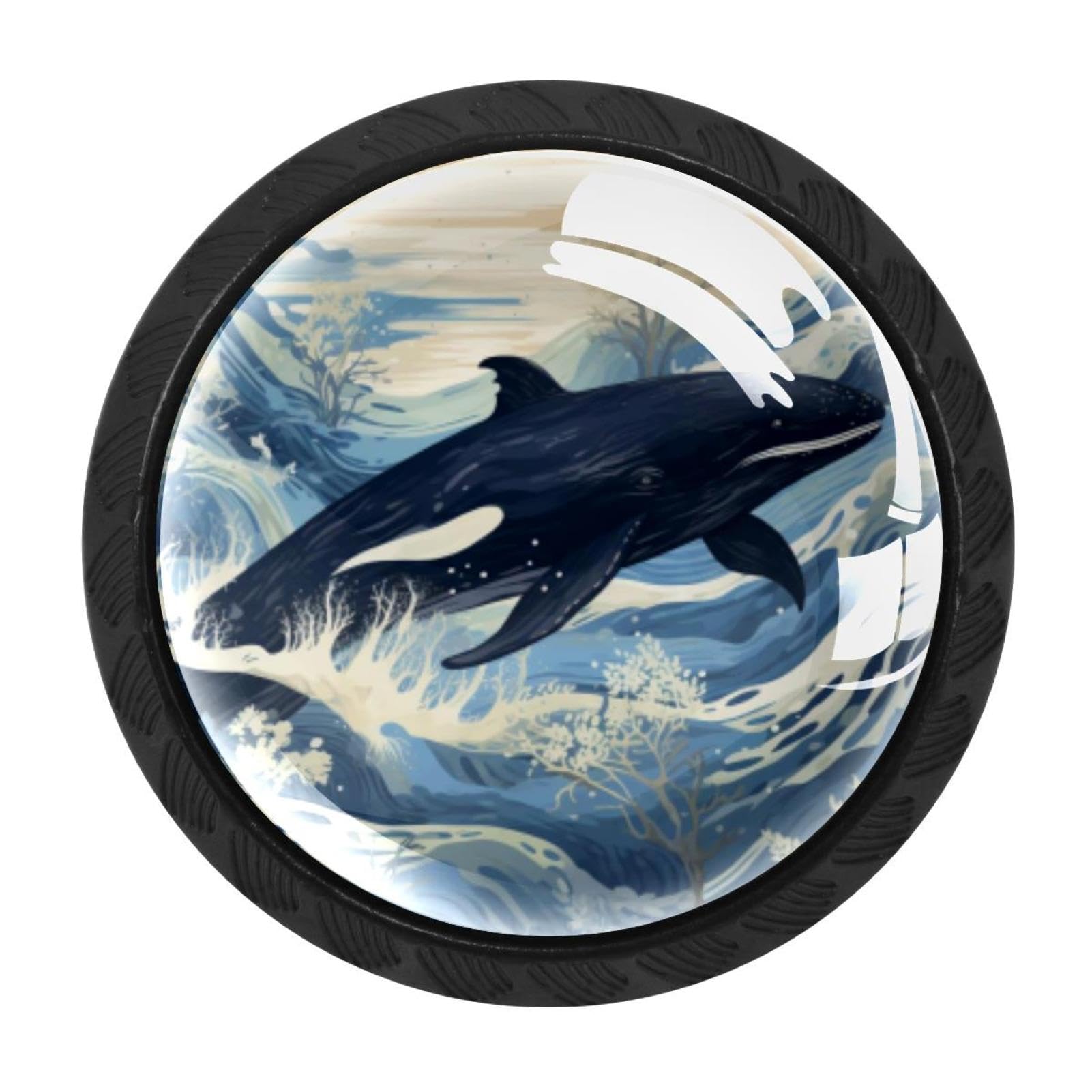 CHENZZZZ Whale Drawer Knobs Pull Handle Crystal Glass Circle Shape Cabinet Drawer Pulls Cupboard Knobs with Screws for Kitchen Cupboard Dresser Wardrobe etc