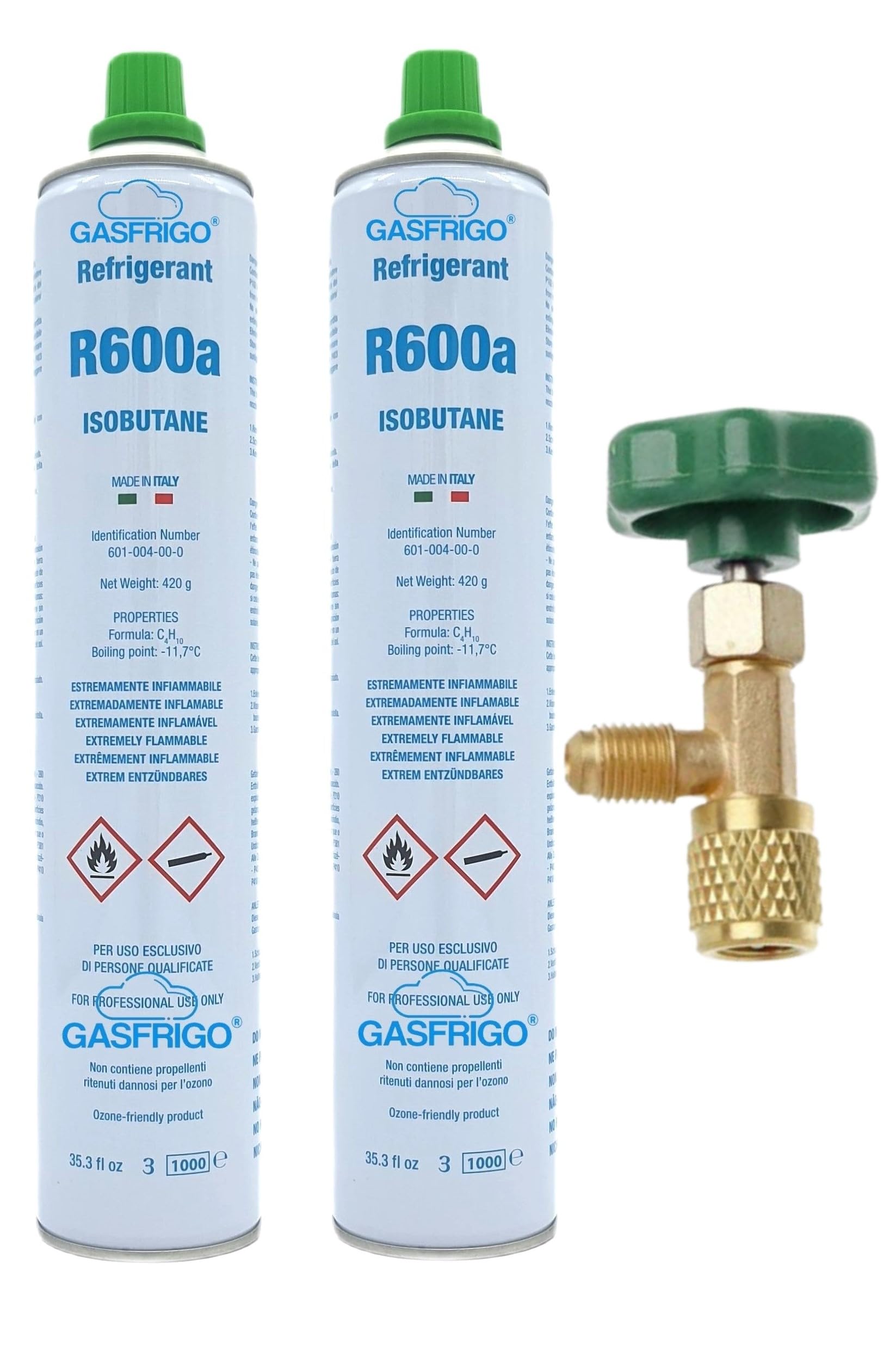 2 Bouteille de gaz réfrigérante R600A R600 420 g + robinet - Réfrigérateur congélateur